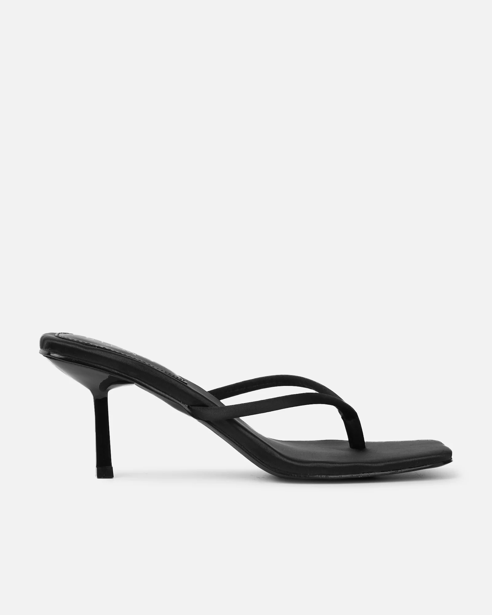 Melba Black Satin Padded Toe Post Sandals - Image 2