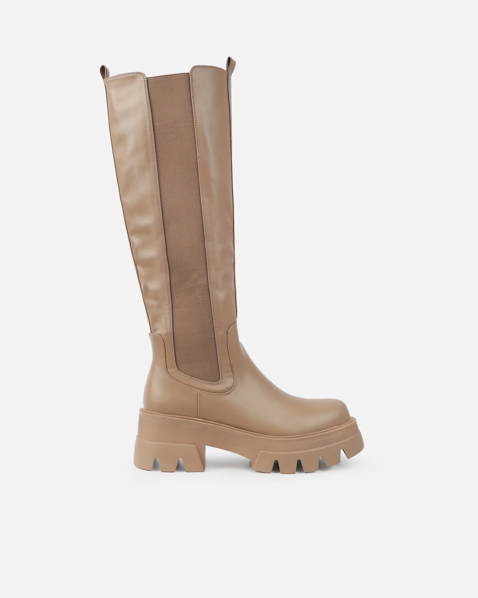 Myles Beige Fat Over the Knee Boots - Image 2