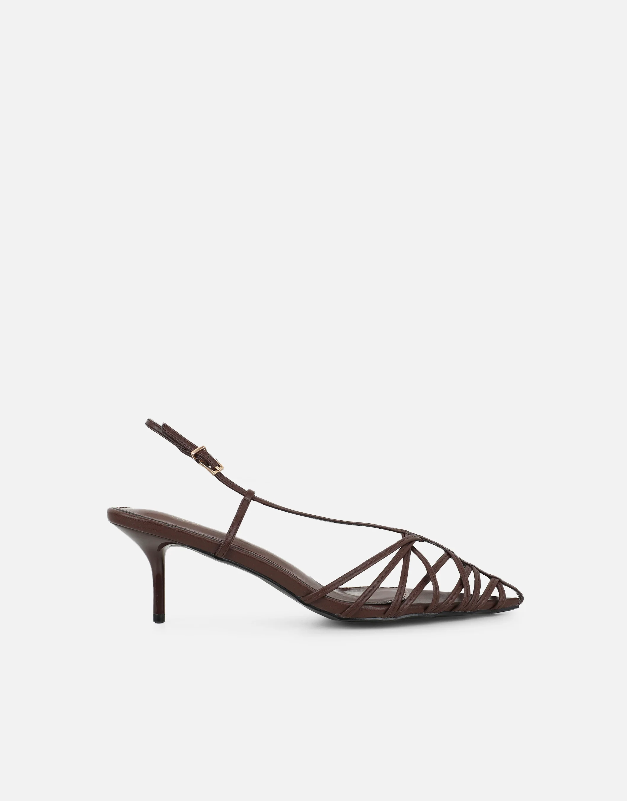 Nadia Brown Strappy Caged Sandals - Image 2