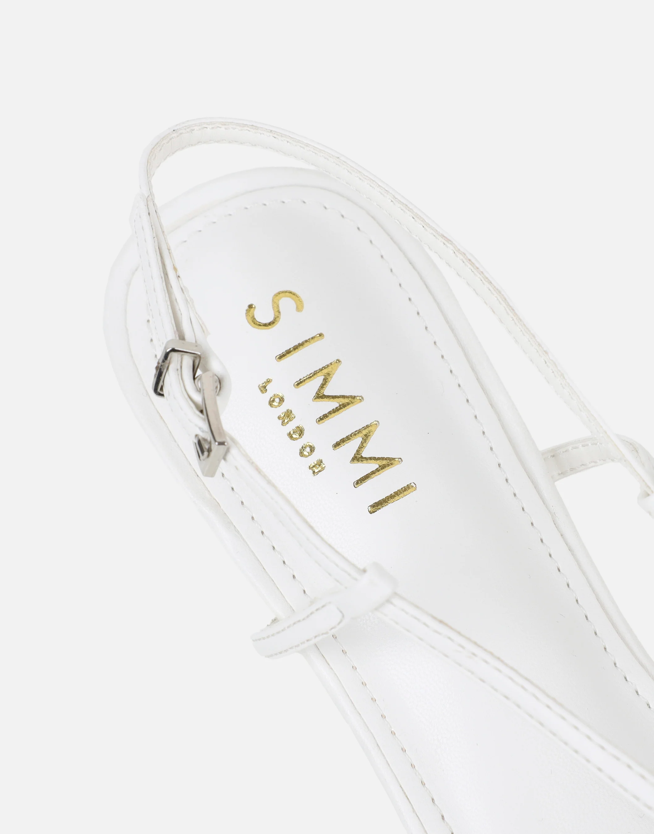 Nadia White Strappy Caged Sandals - Image 3