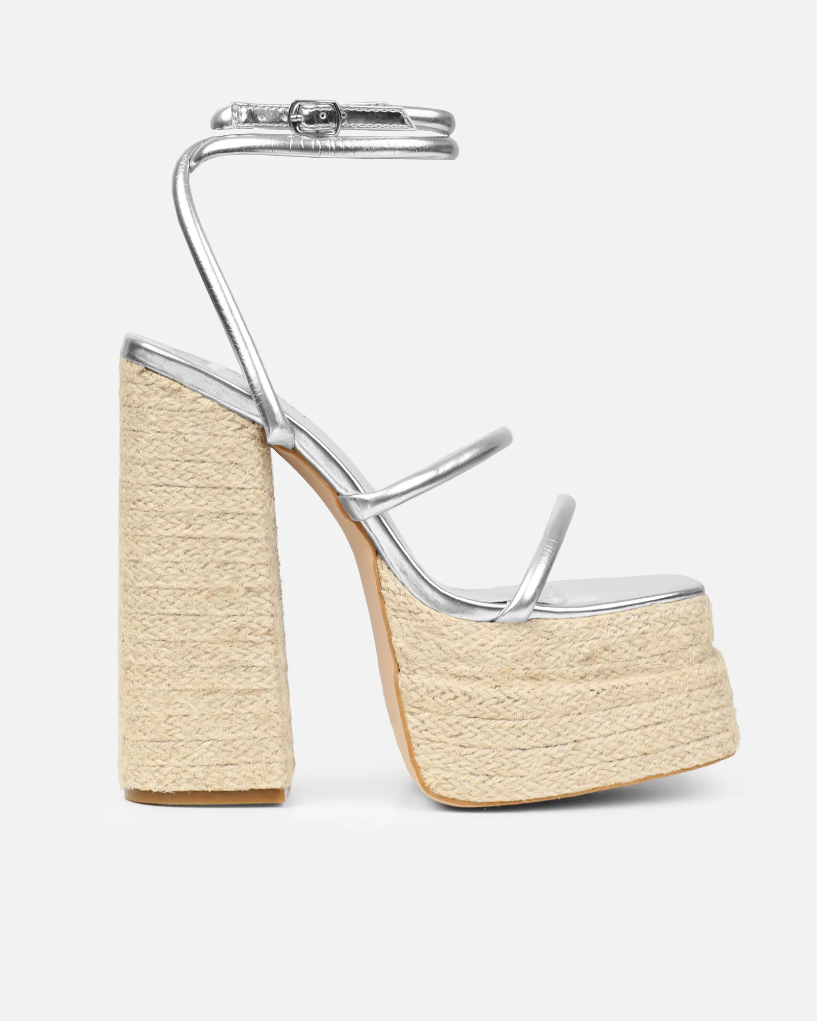 Nadima Silver Metallic Platform Espadrille Sandals - Image 2