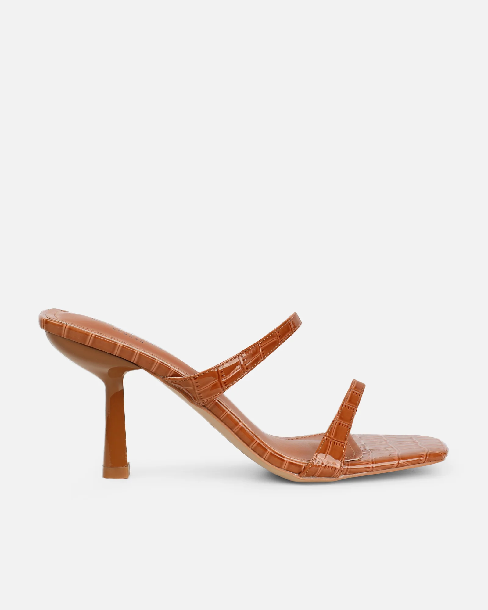 Natori Tan Patent Croc Mid Heeled Sandals - Image 2