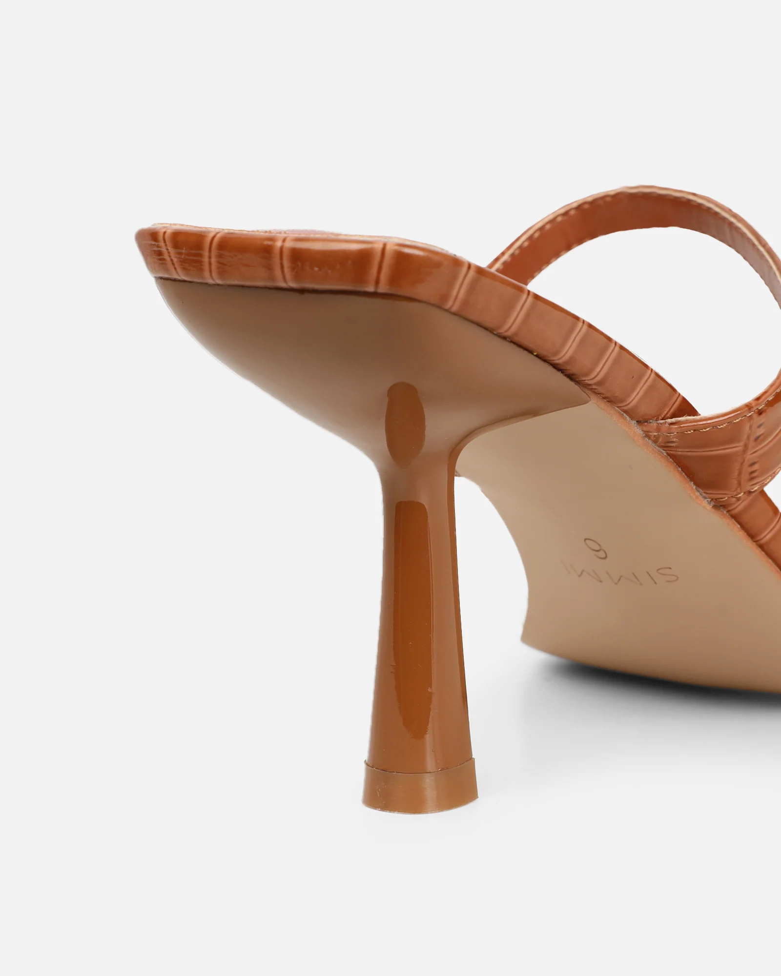 Natori Tan Patent Croc Mid Heeled Sandals - Image 3