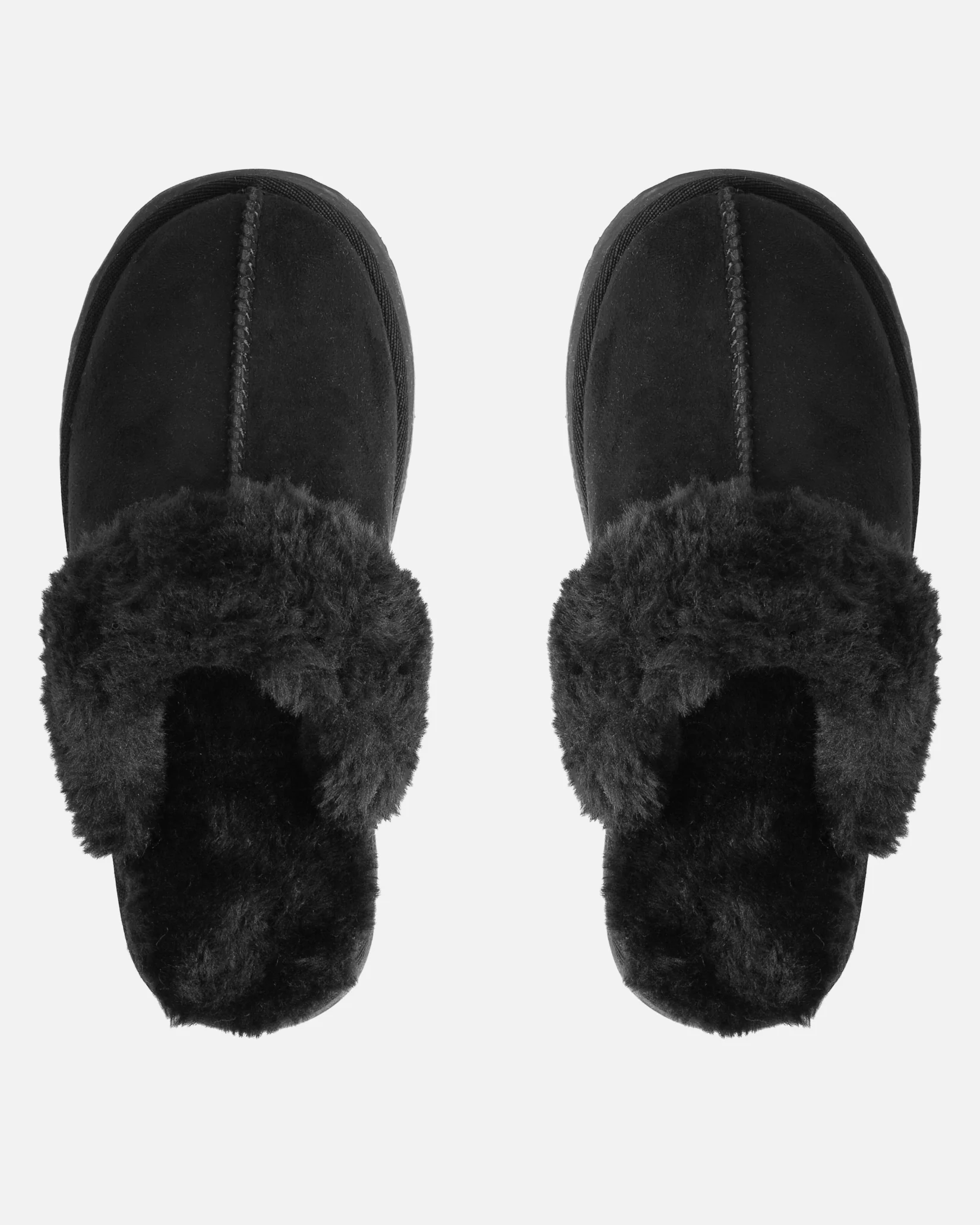Navy Black Faux Suede Flatform Mules - Image 3