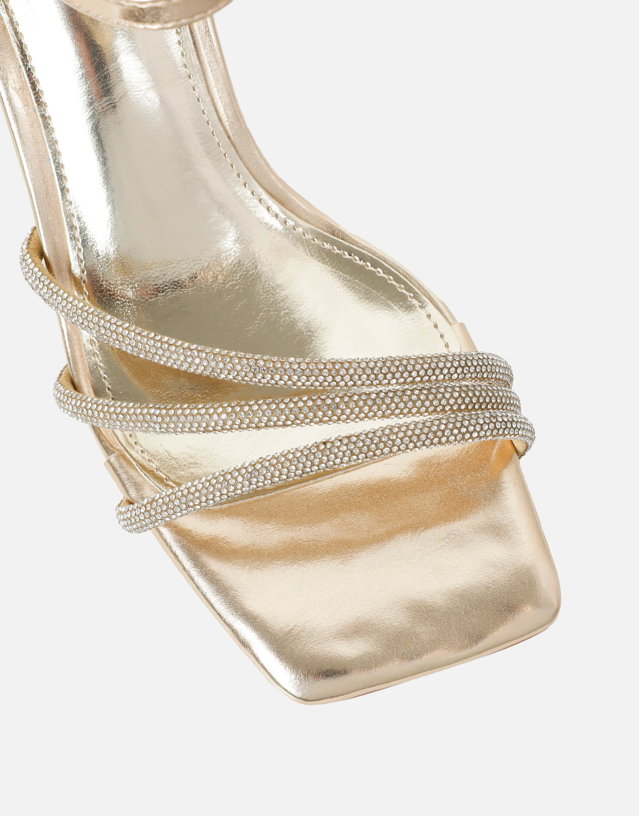 Naya Gold Metallic Diamante Block Heeled Sandals - Image 4