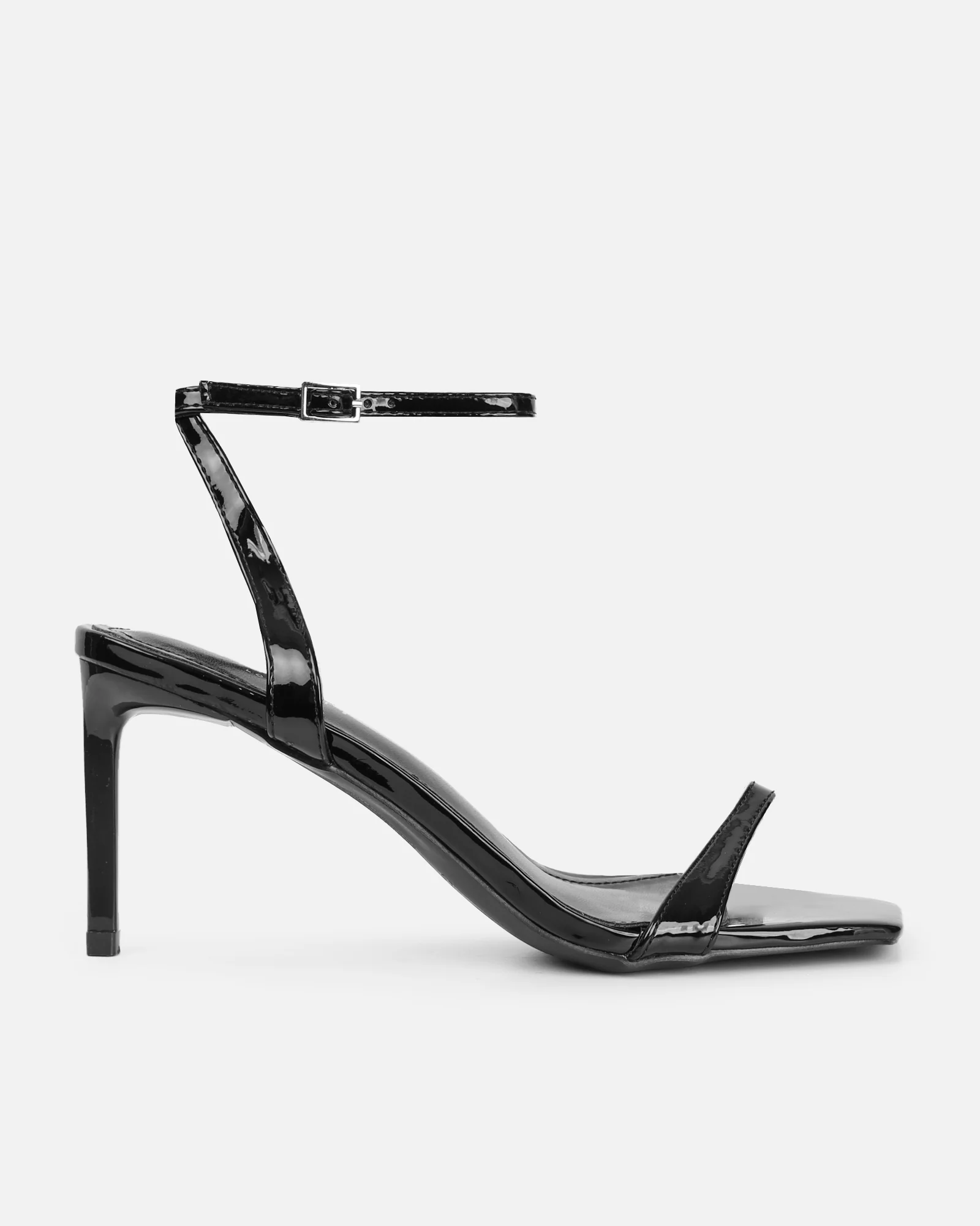 Neah Black Patent Minimal Heeled Sandals - Image 2
