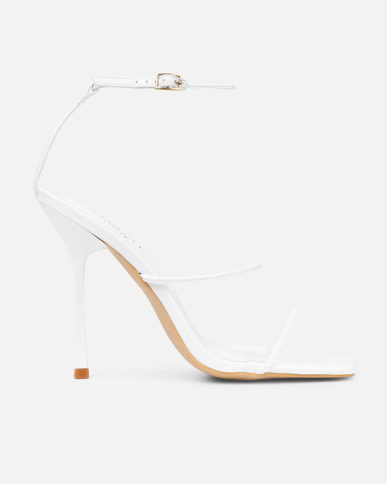 Neeli White Triple Strap Heeled Sandals - Image 2