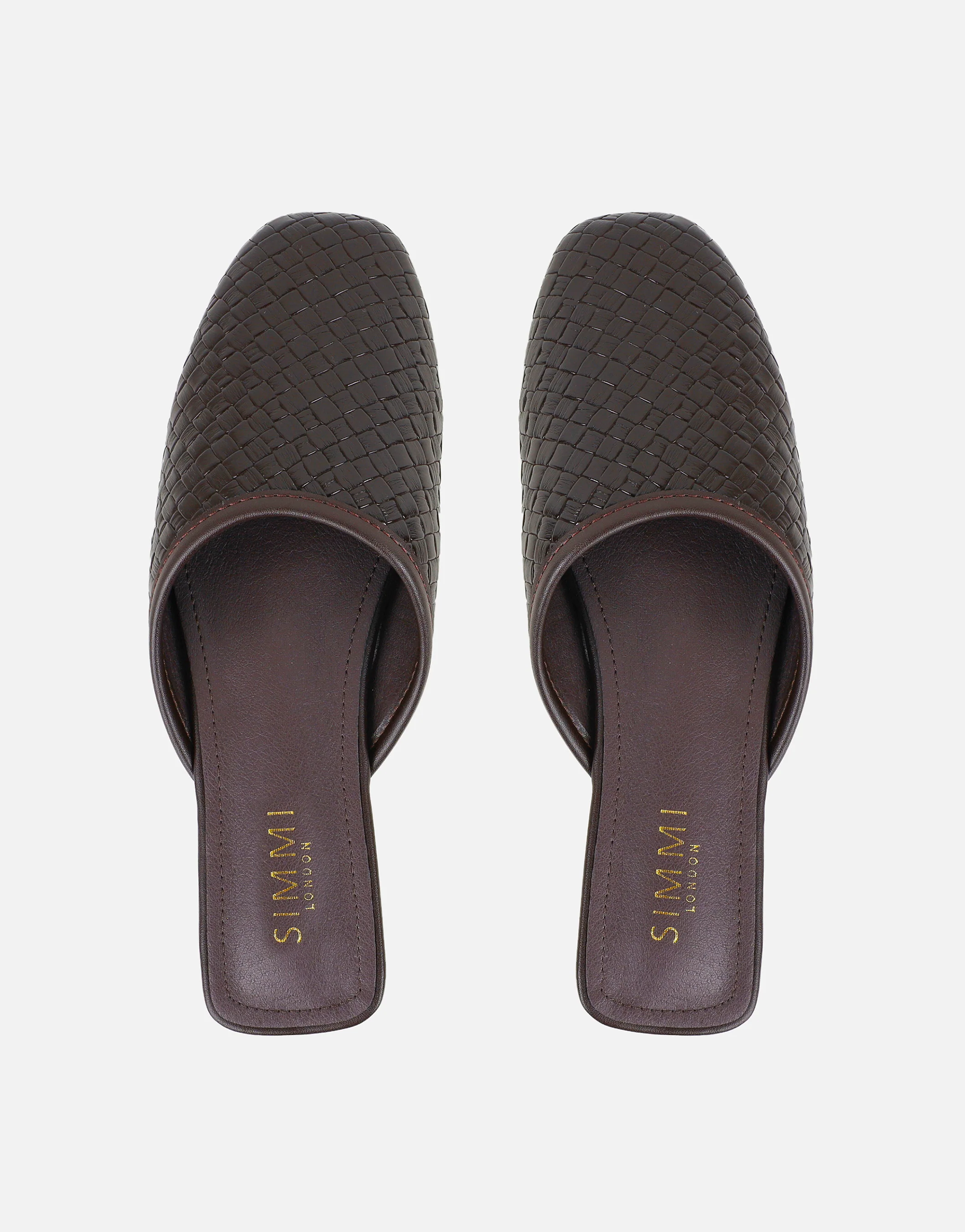 Nichola Chocolate Embossed Woven Slip On Flats - Image 3