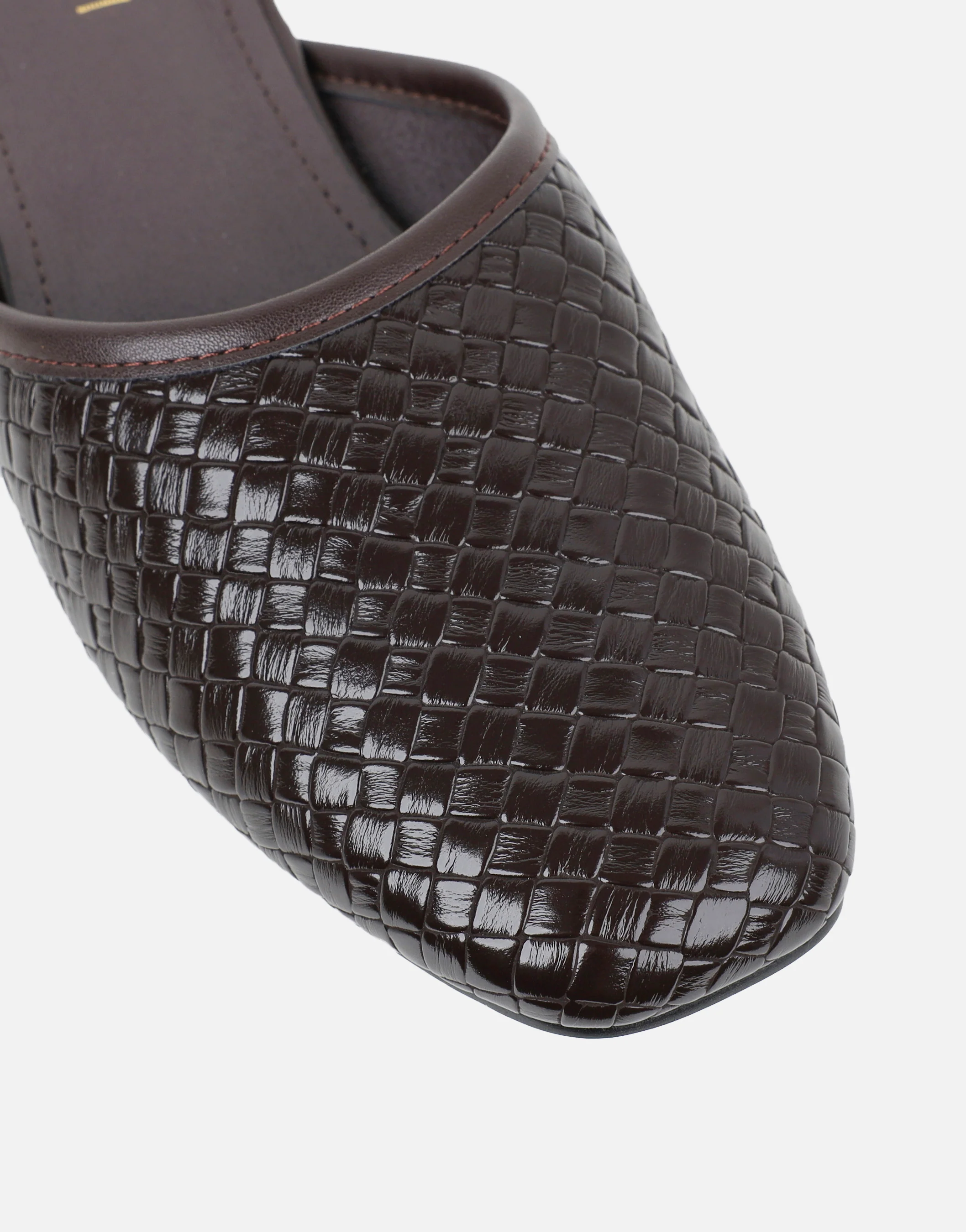 Nichola Chocolate Embossed Woven Slip On Flats - Image 4