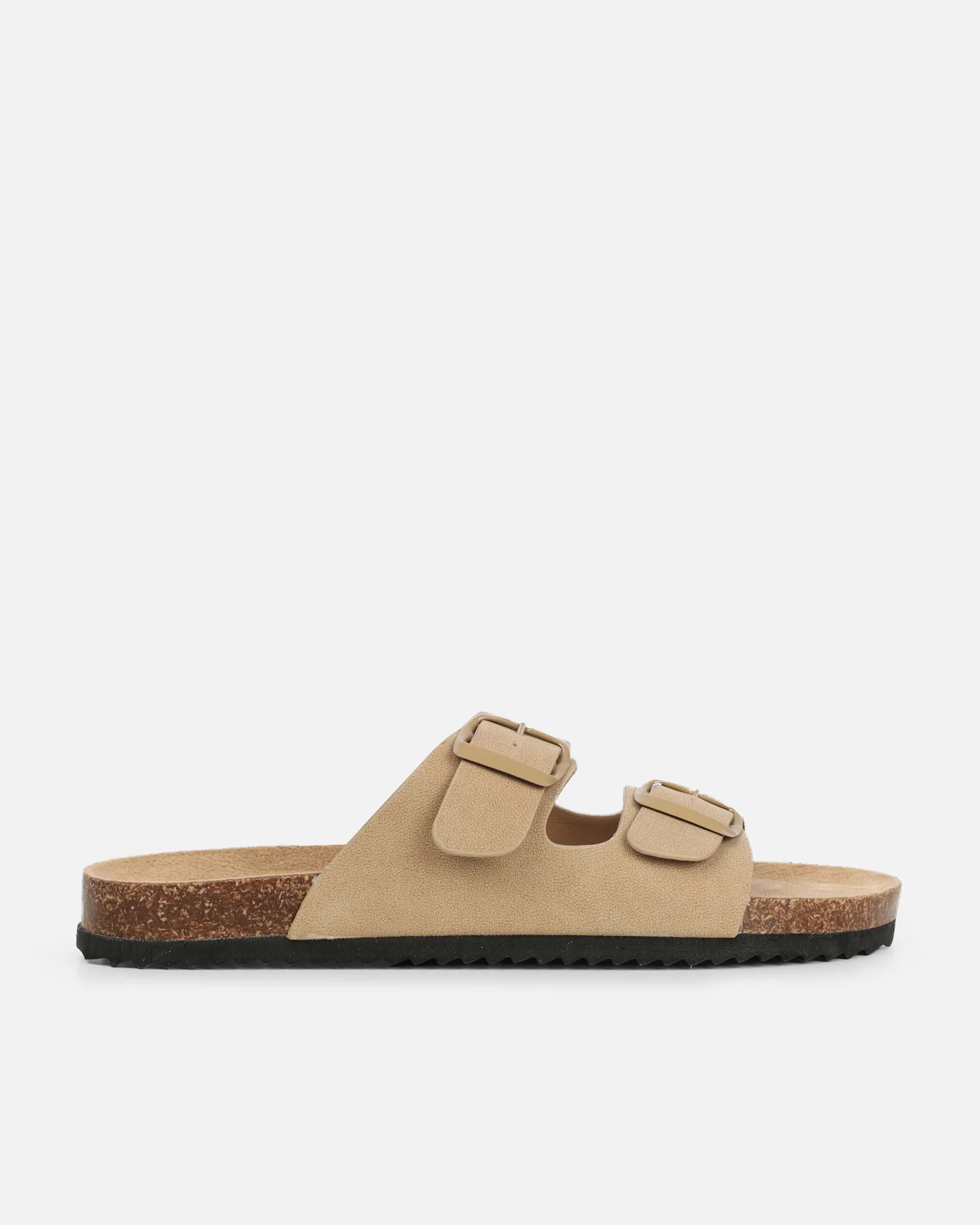 Olsen Taupe Double Strap Flat Sandals - Image 2