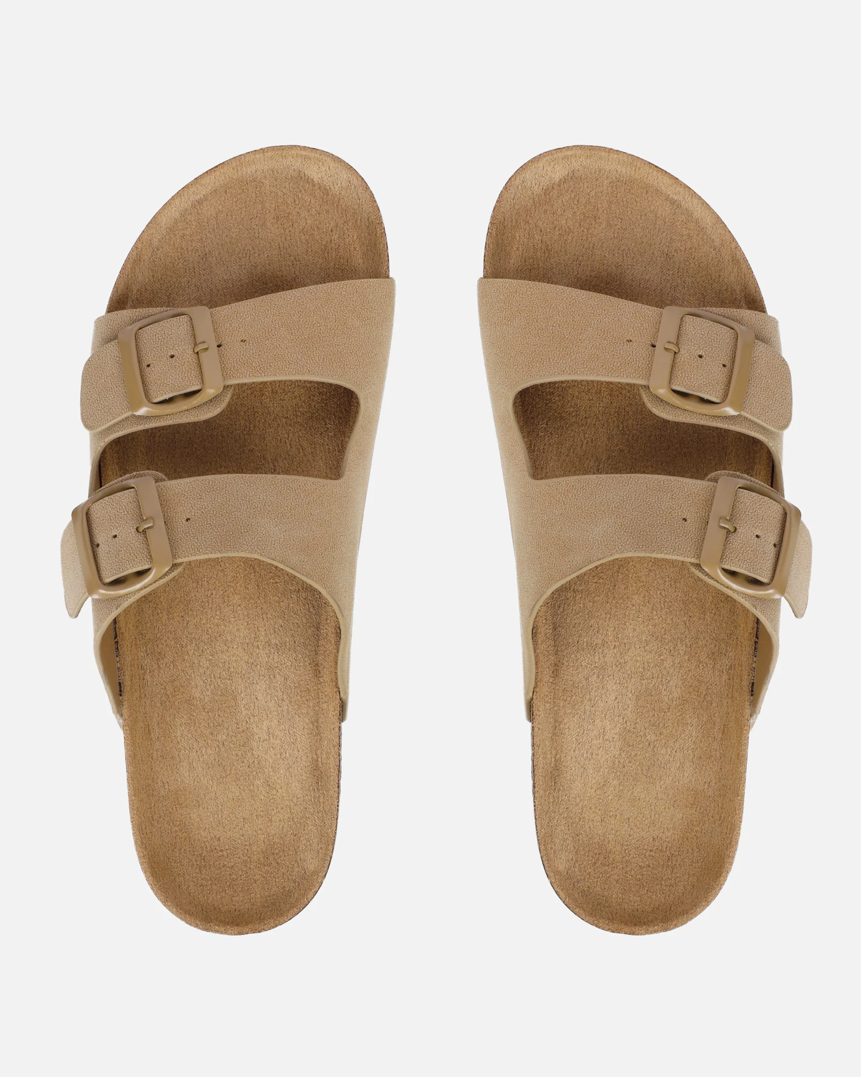 Olsen Taupe Double Strap Flat Sandals - Image 3
