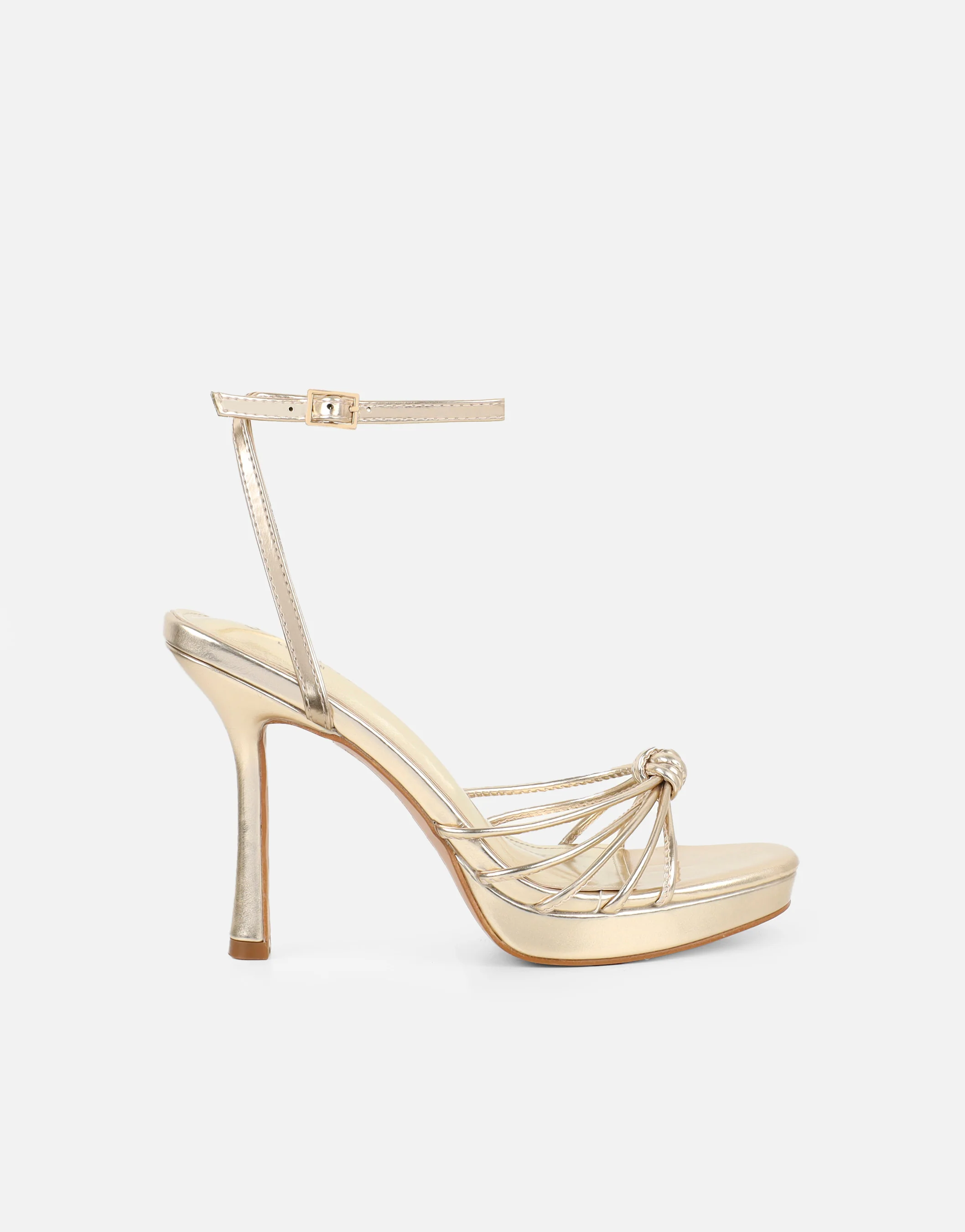 Oona Gold Metallic Mini Platform Heeled Sandals - Image 2