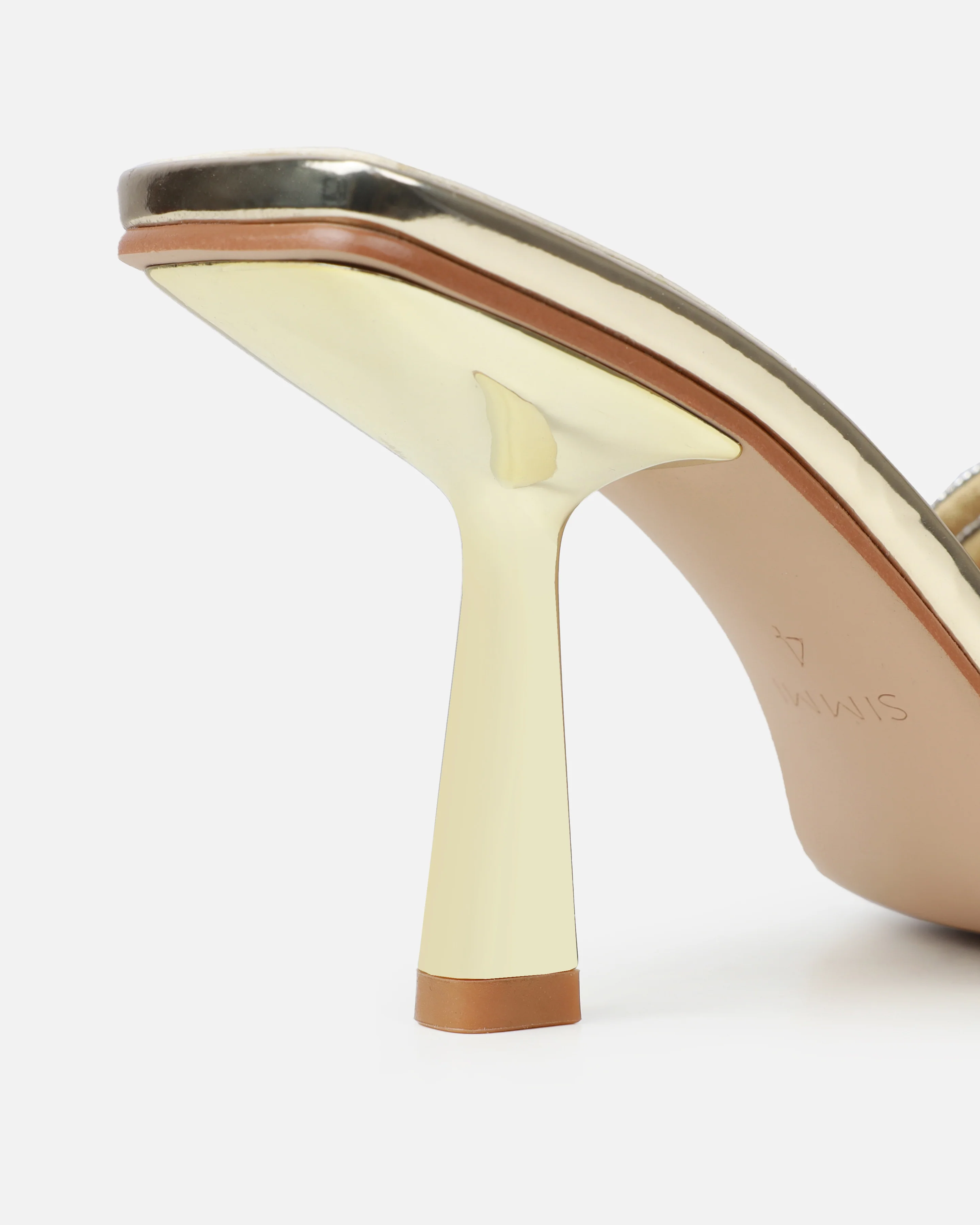 Paisley Gold Ombre Diamante Strappy Mid Heel Mules - Image 3