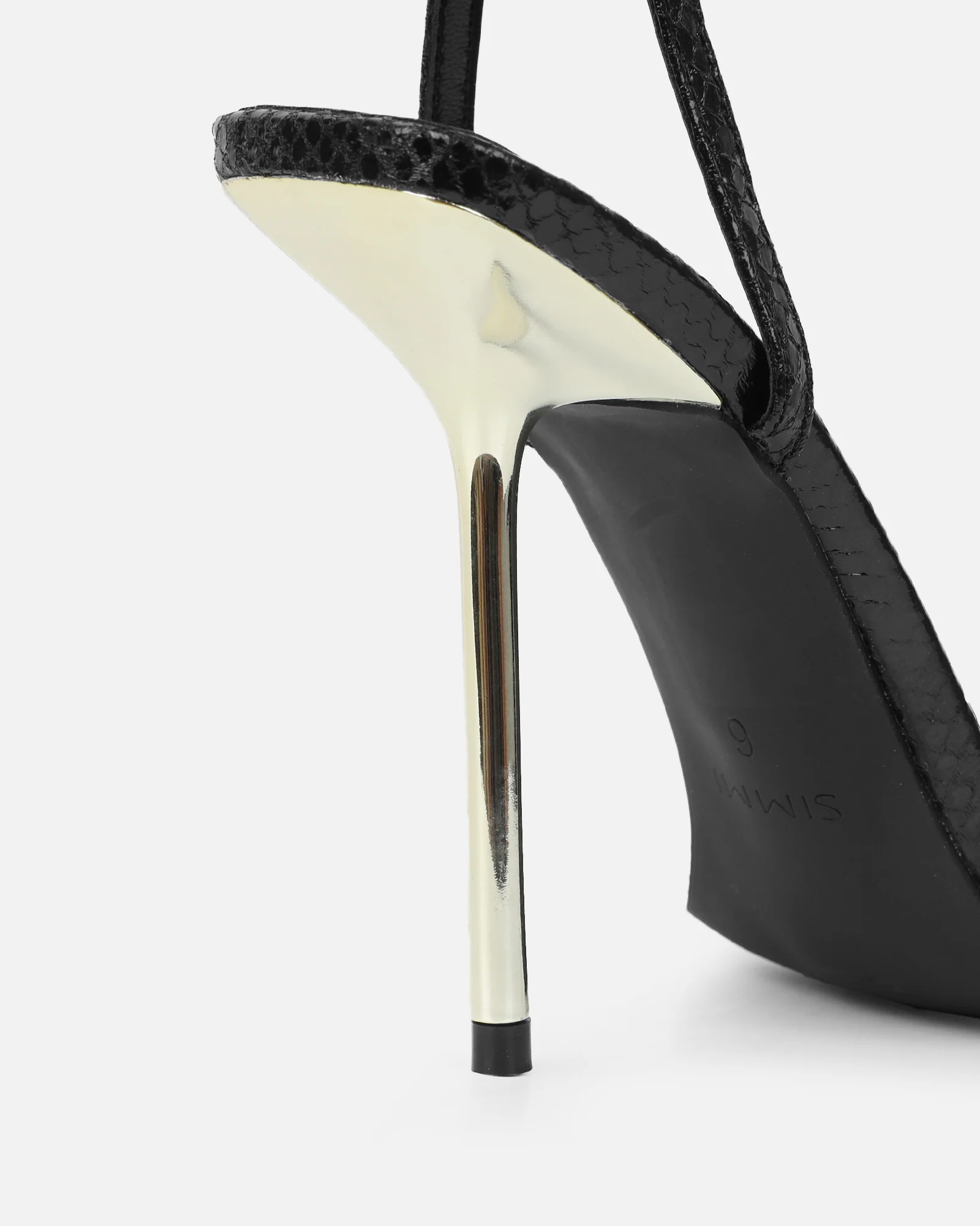 Perla Black Faux Snake Print Strappy Stiletto Heels - Image 3