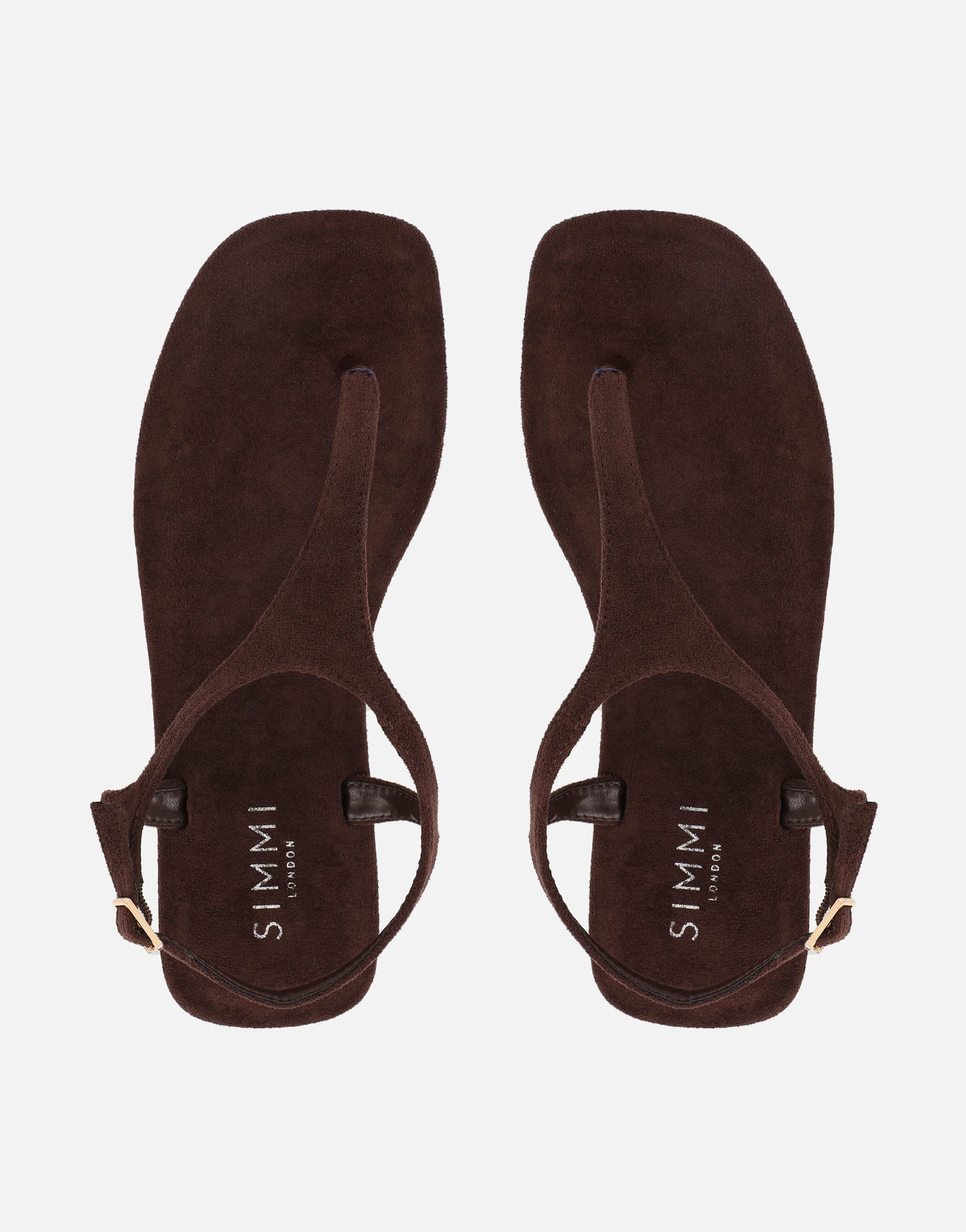 Perry Brown Suede Toe Post Flat Sandals - Image 3