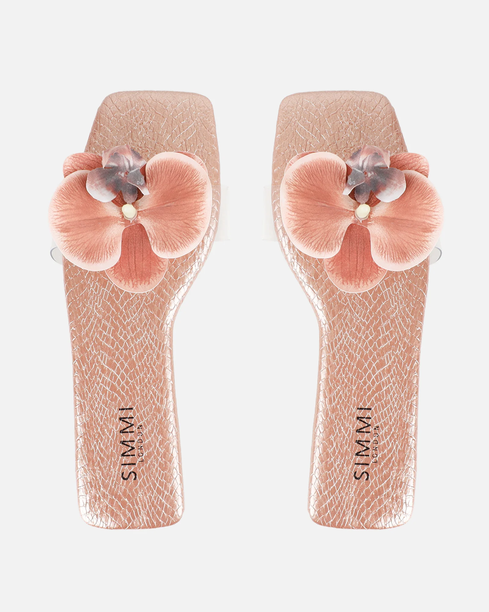 Pina Rose Gold Snake Flower Slip on Flats - Image 3