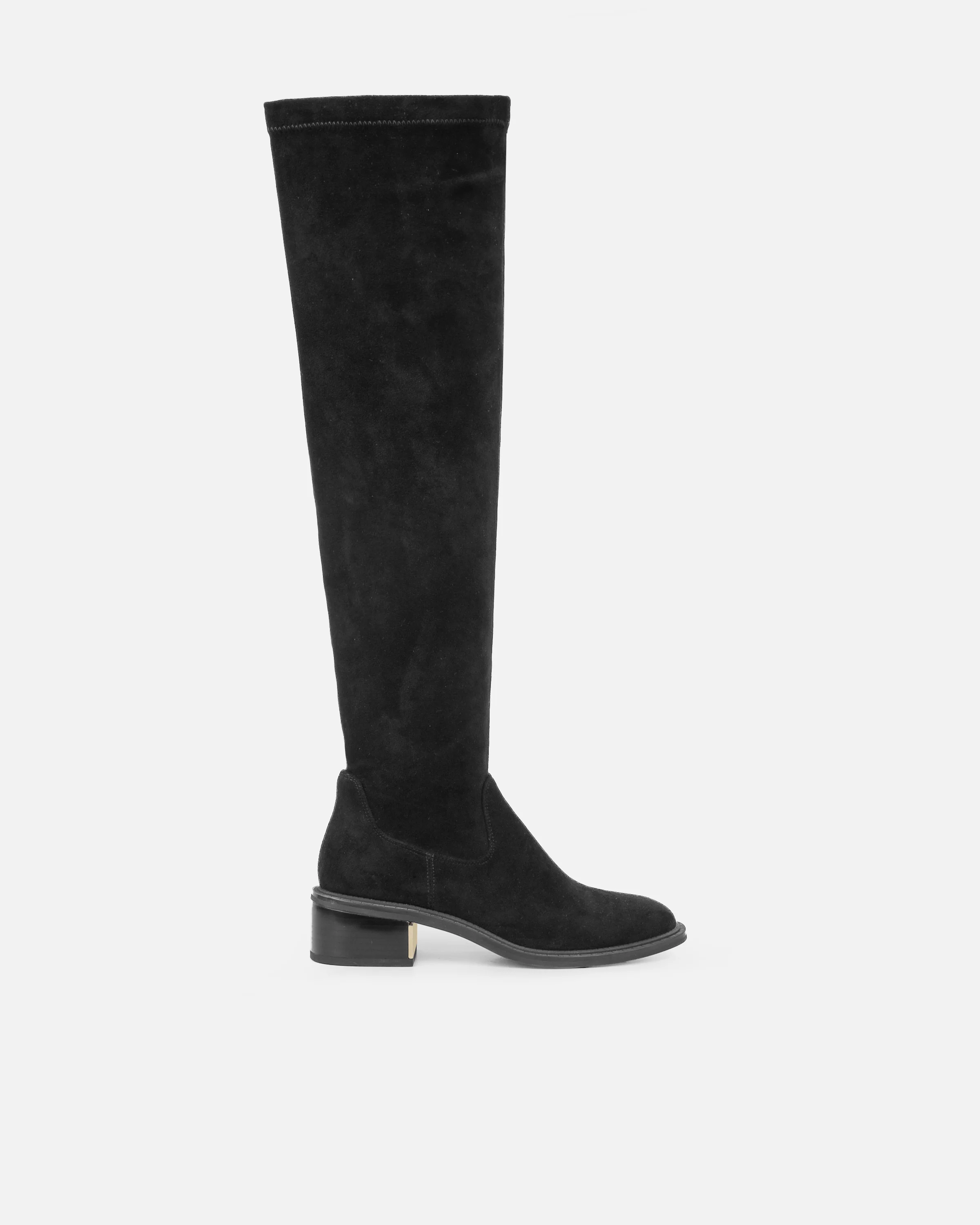 Quincey Black Faux Suede Over The Knee Boots - Image 2