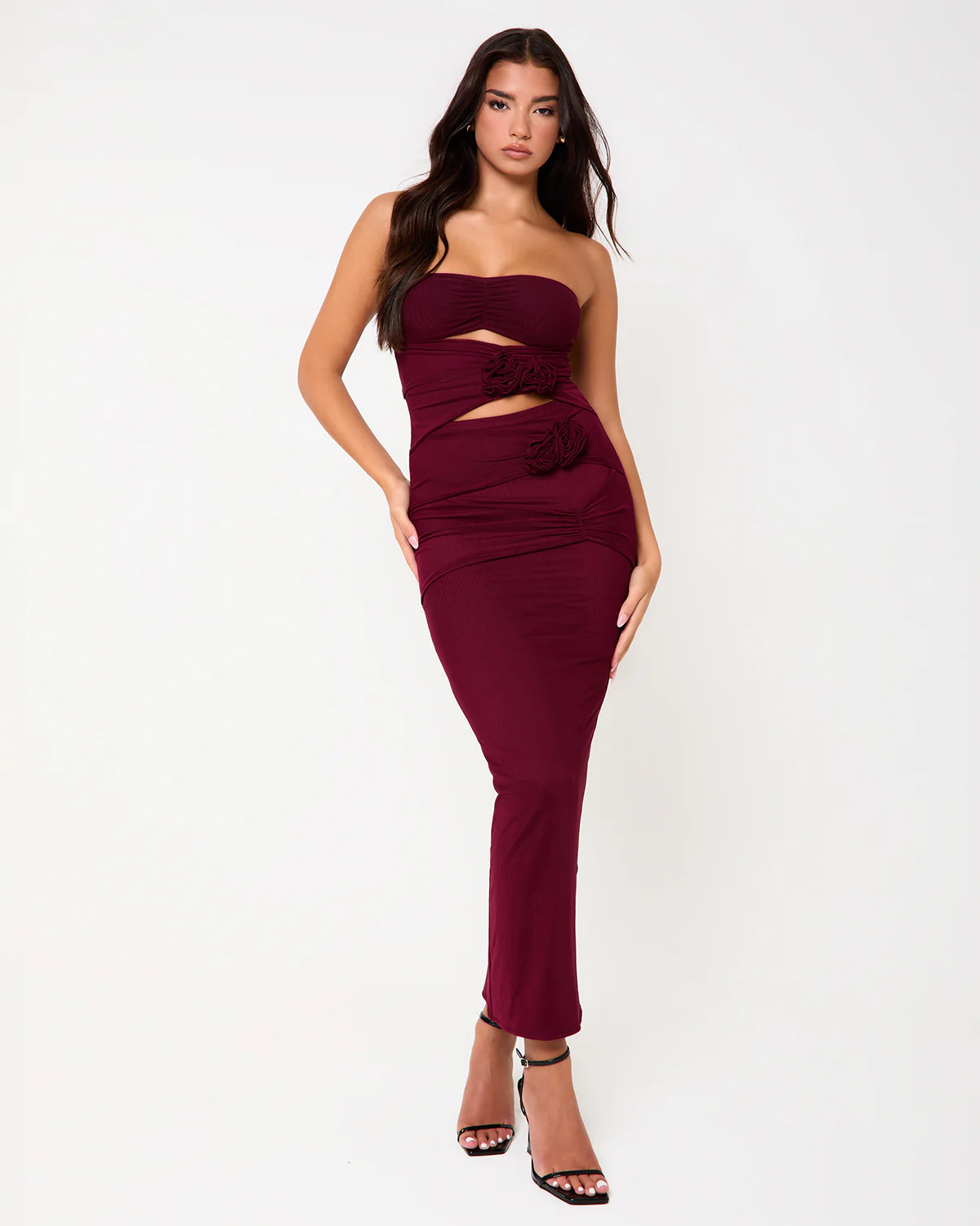 Richmond Burgundy Corsage Maxi Dress - Image 3