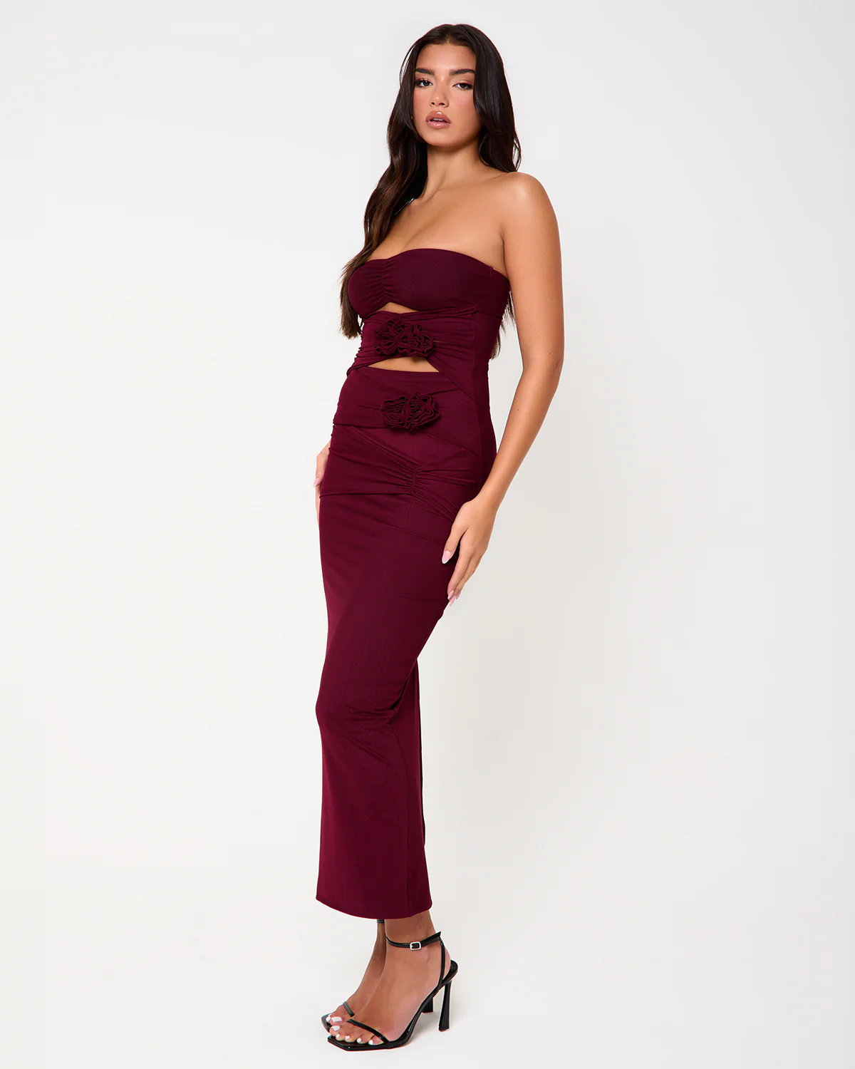 Richmond Burgundy Corsage Maxi Dress - Image 4