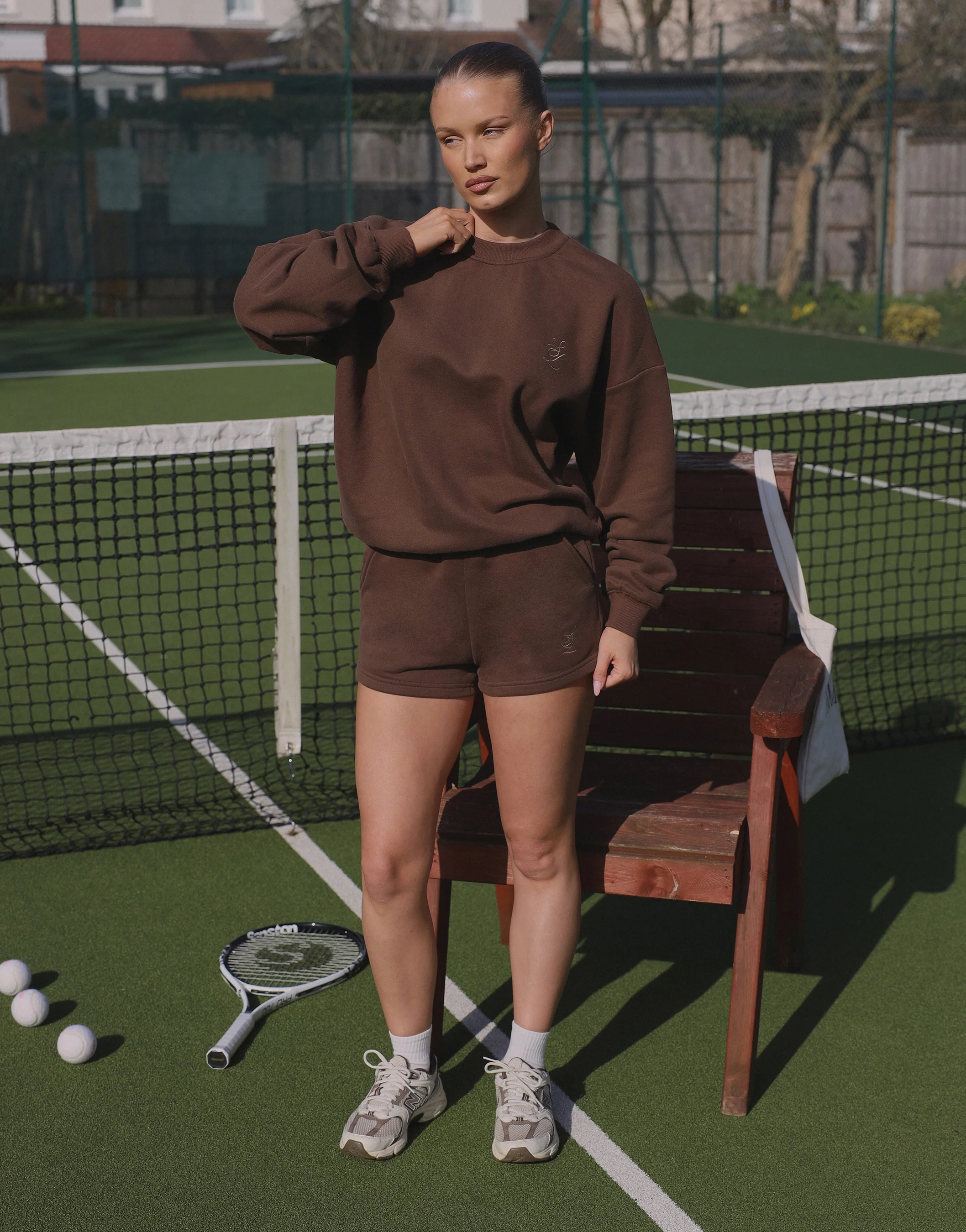 Riva Simmi Studios Embroidered Logo Shorts In Brown
