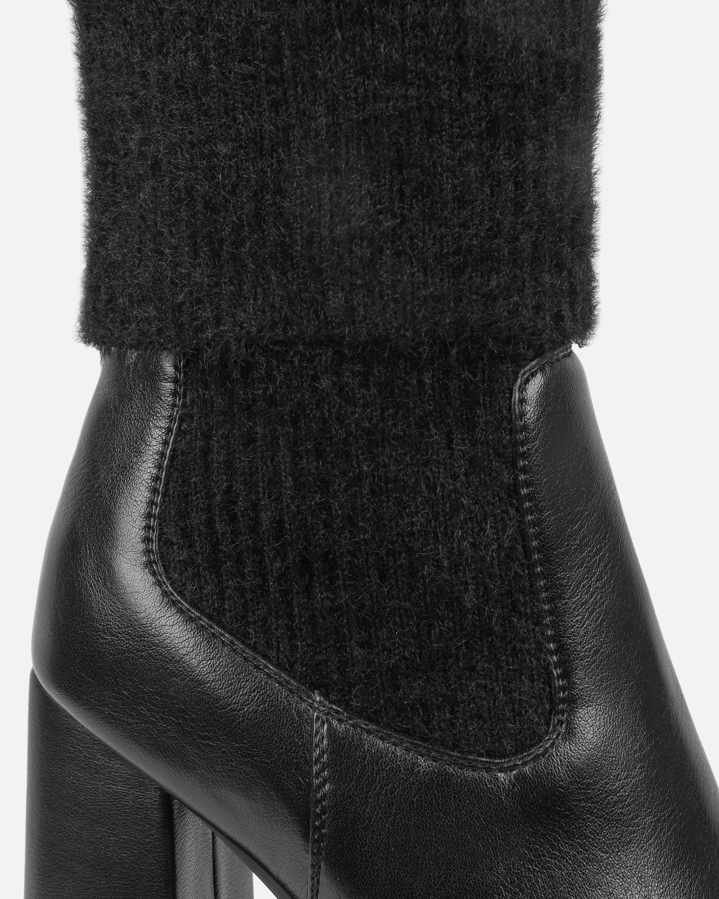 Roddy Black Platform Chelsea Boots With Fluffy Sock - Image 3