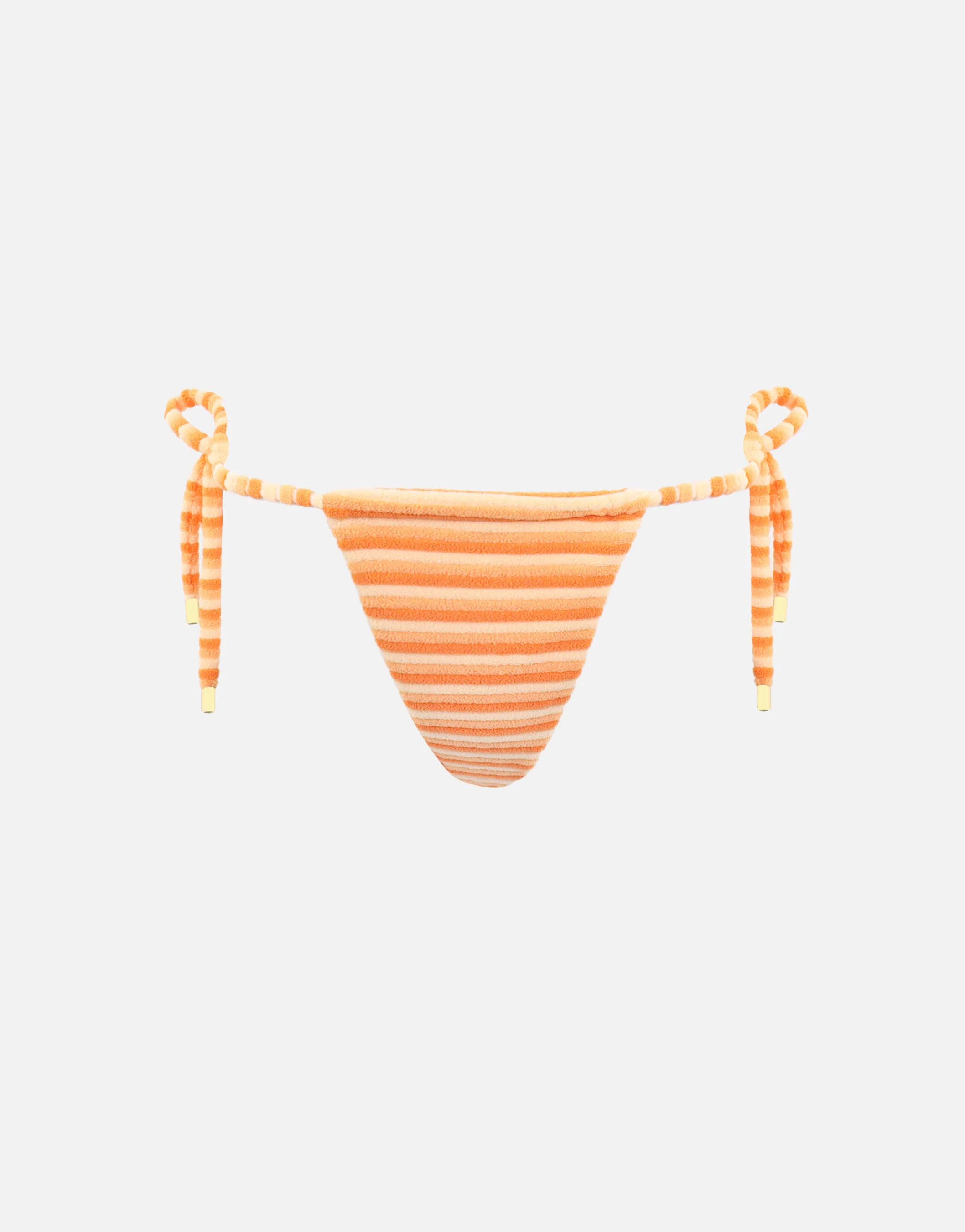 Roe Towelling Stripe Tie Side Bikini Bottoms In Orange - Image 5