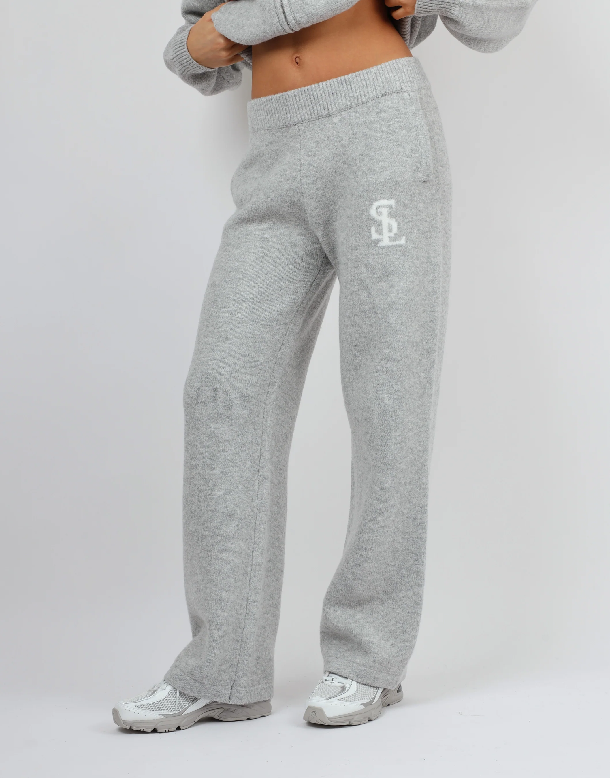 Romy Simmi Studios Chunky Knit Trousers In Light Grey - Image 2