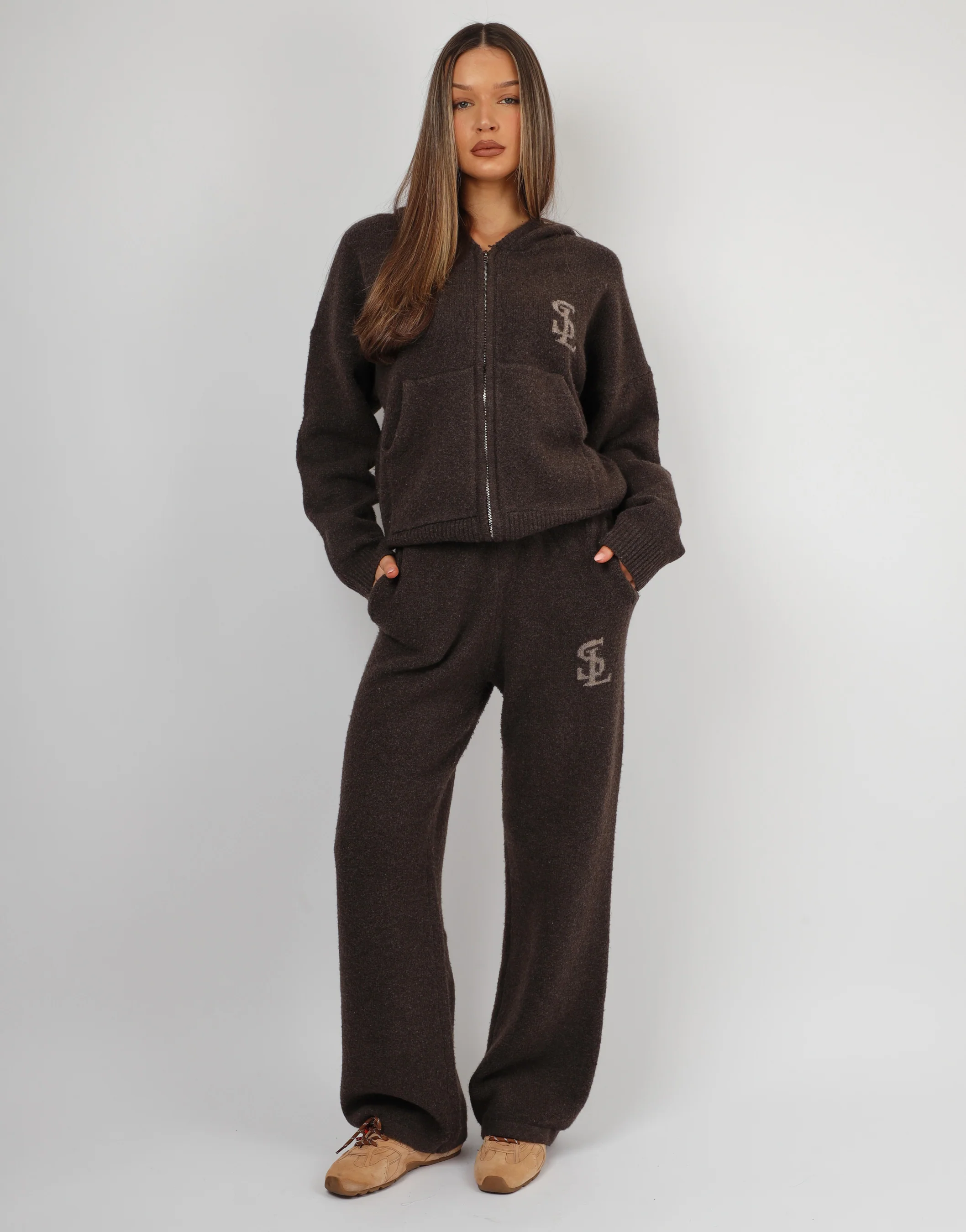 Romy Simmi Studios Chunky Knit Trousers In Teddy - Image 2