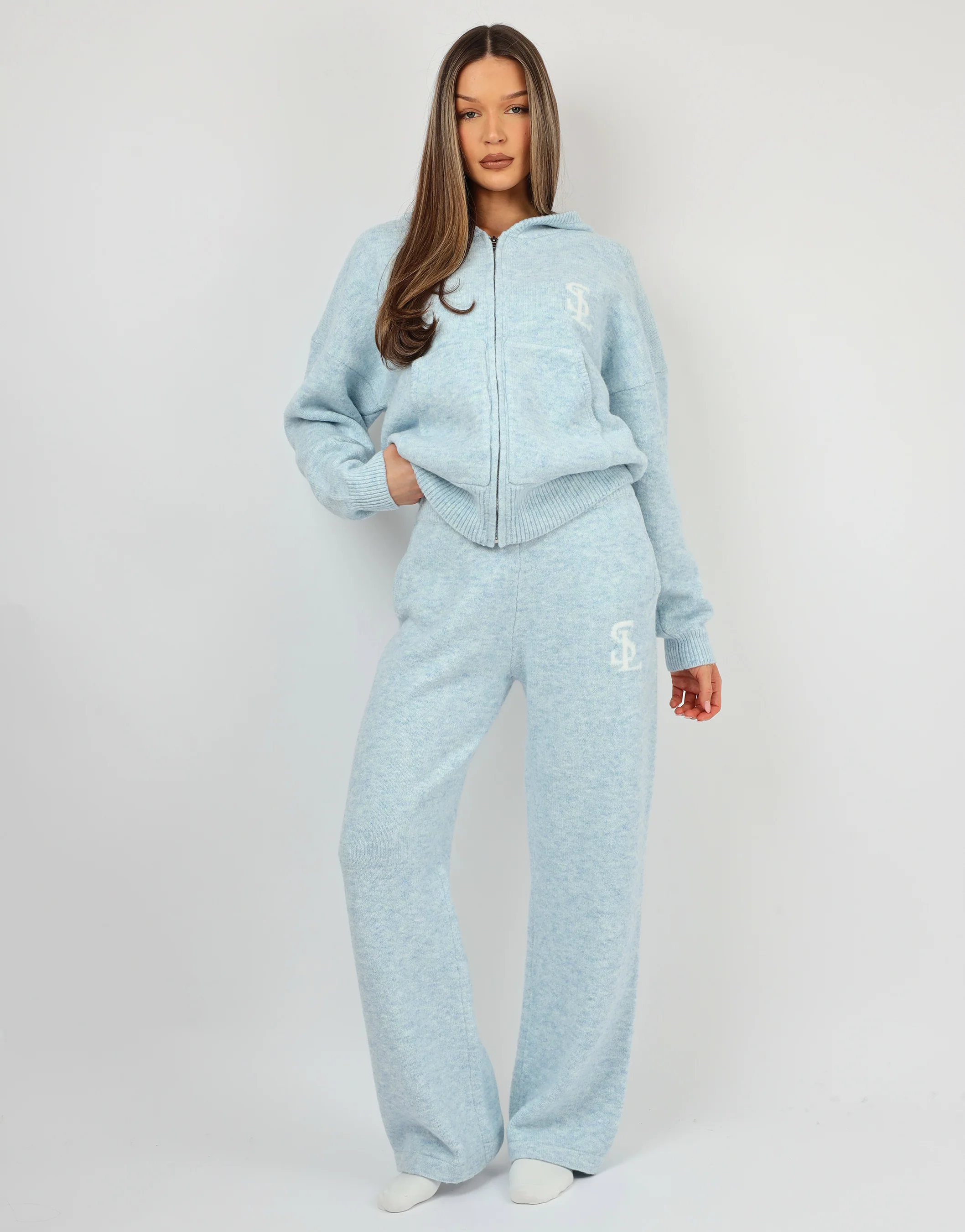 Romy Simmi Studios Chunky Knit Trousers in Blue