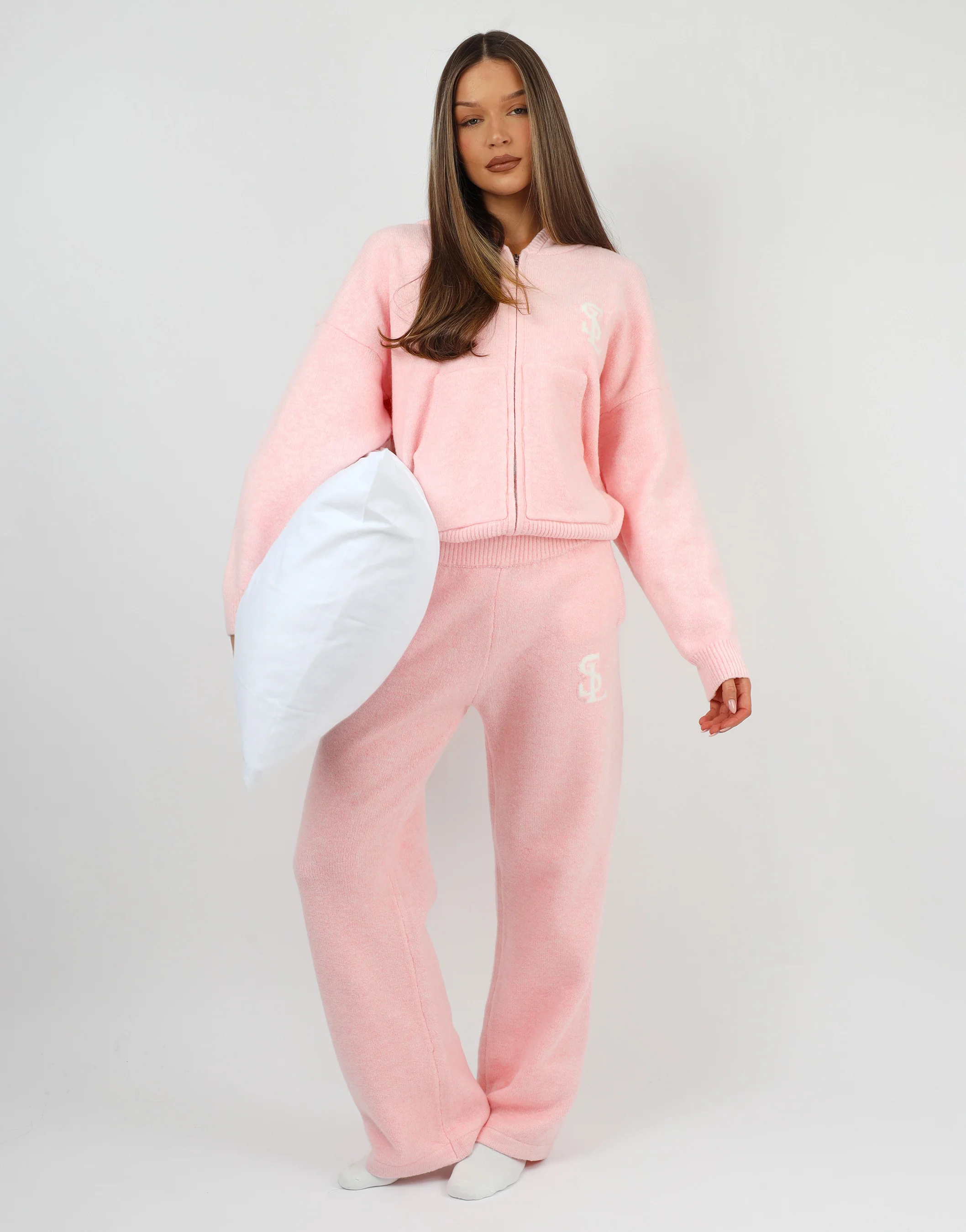 Romy Simmi Studios Chunky Knit Hoodie In Pink - Image 2