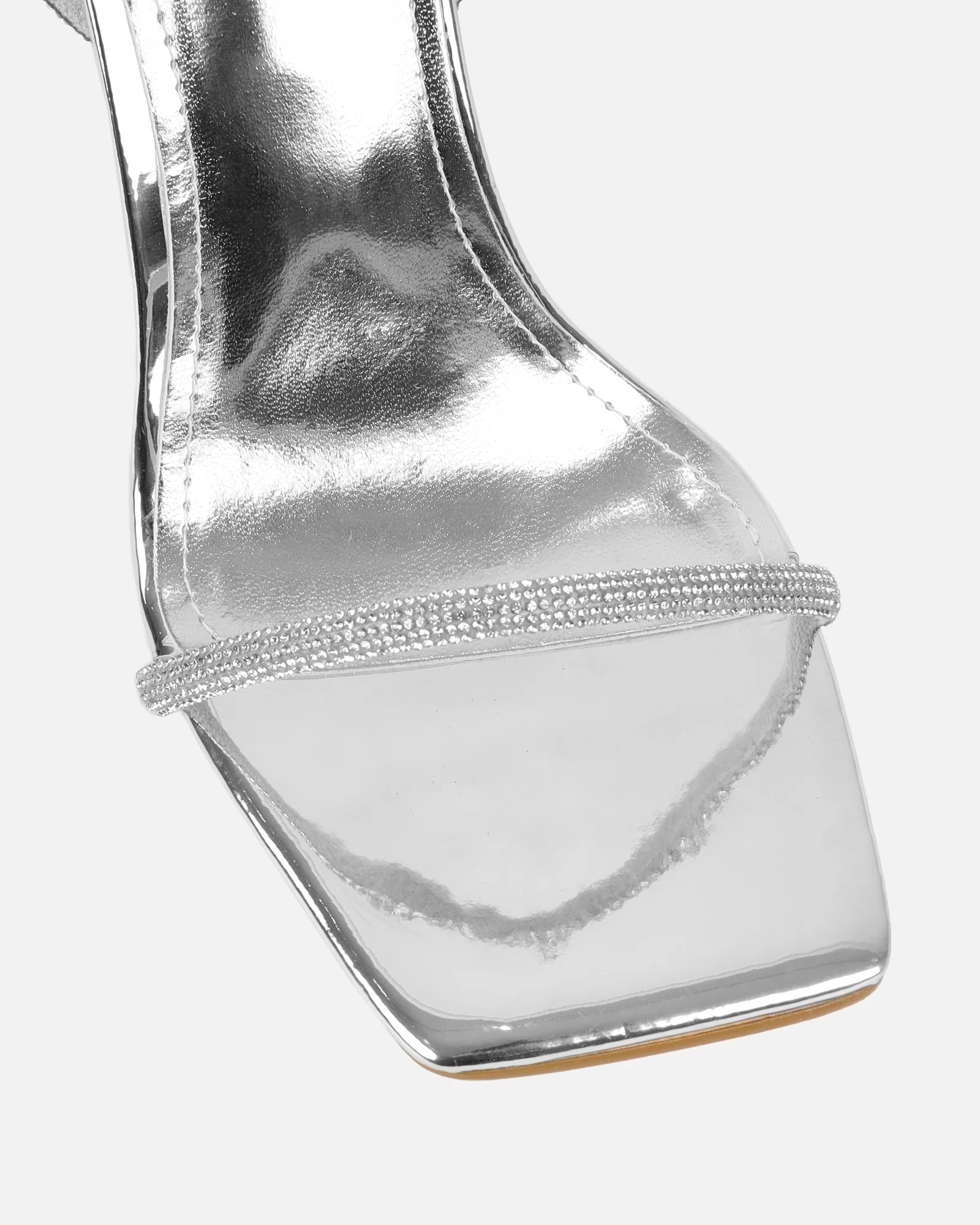 Salina Silver Clear Diamante Wedge Sandals - Image 4