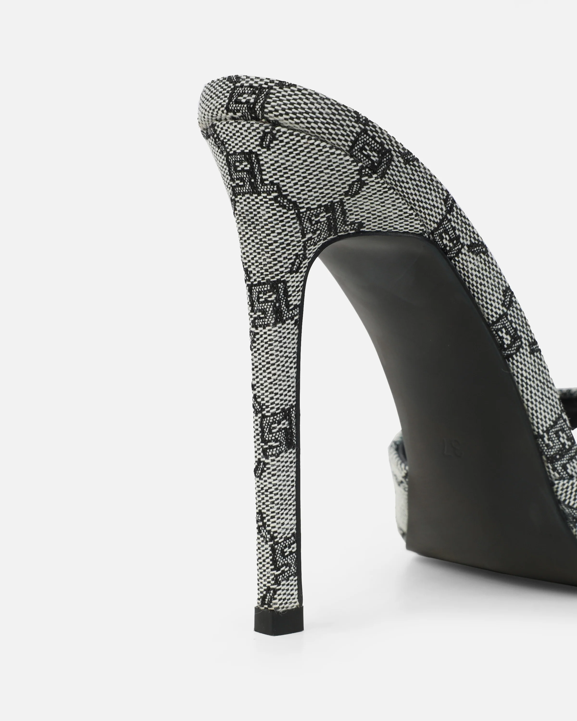 Savanna Grey Monogram Heeled Mules - Image 3