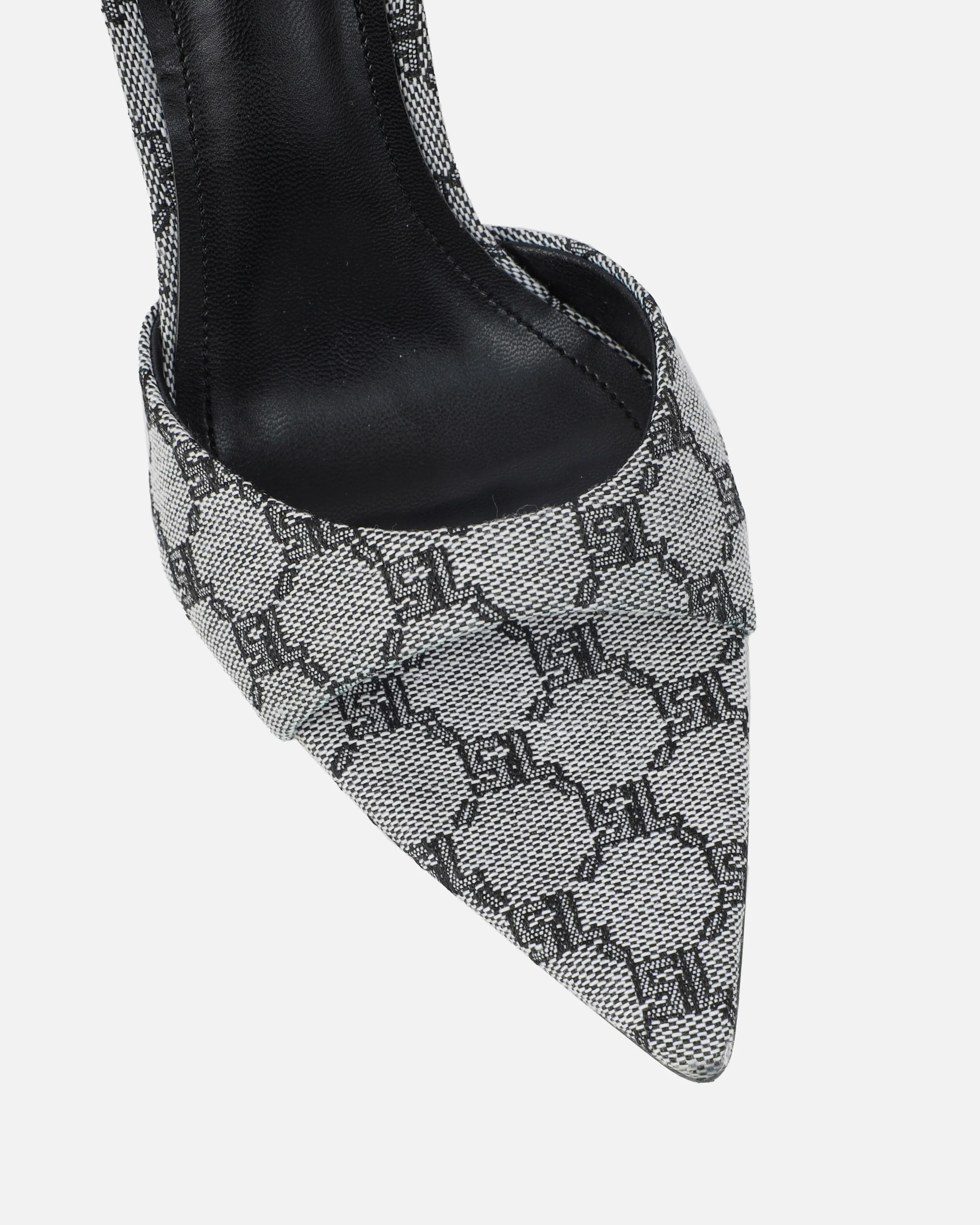 Savanna Grey Monogram Heeled Mules - Image 4