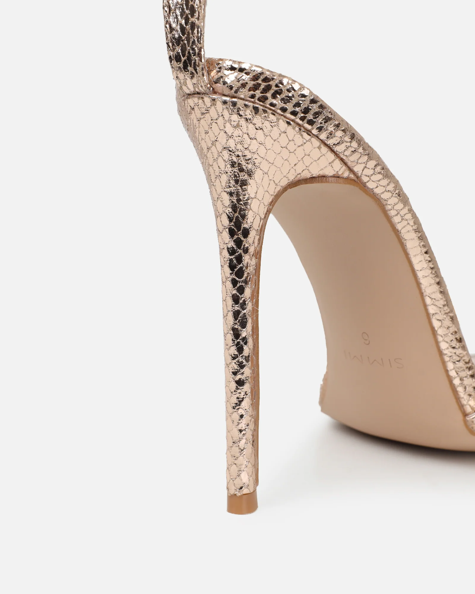 Shakirah Rose Gold Snake Diamante Heeled sandals - Image 3