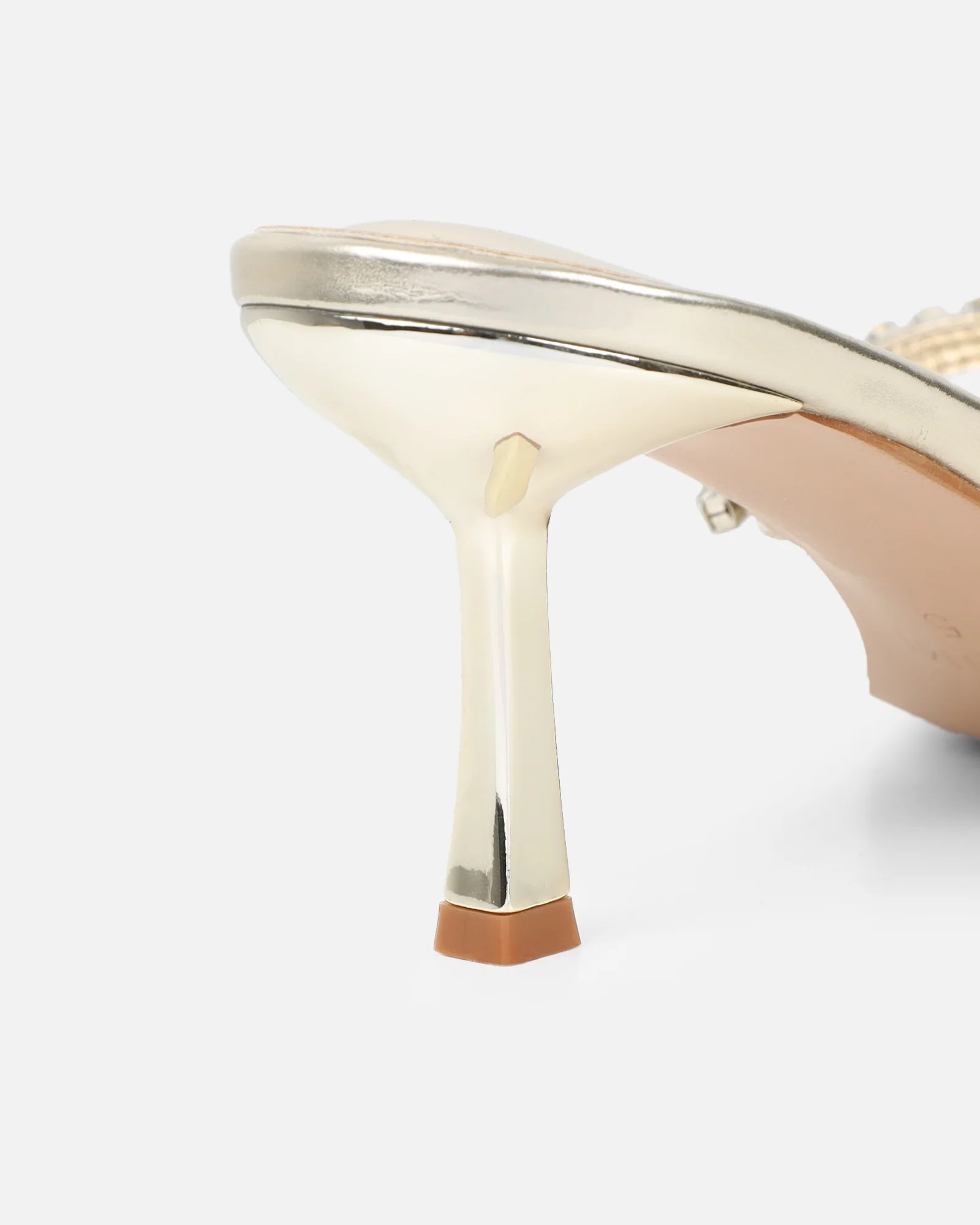 Sheen Gold Metallic Diamante Toe Post Heeled Sandals - Image 3