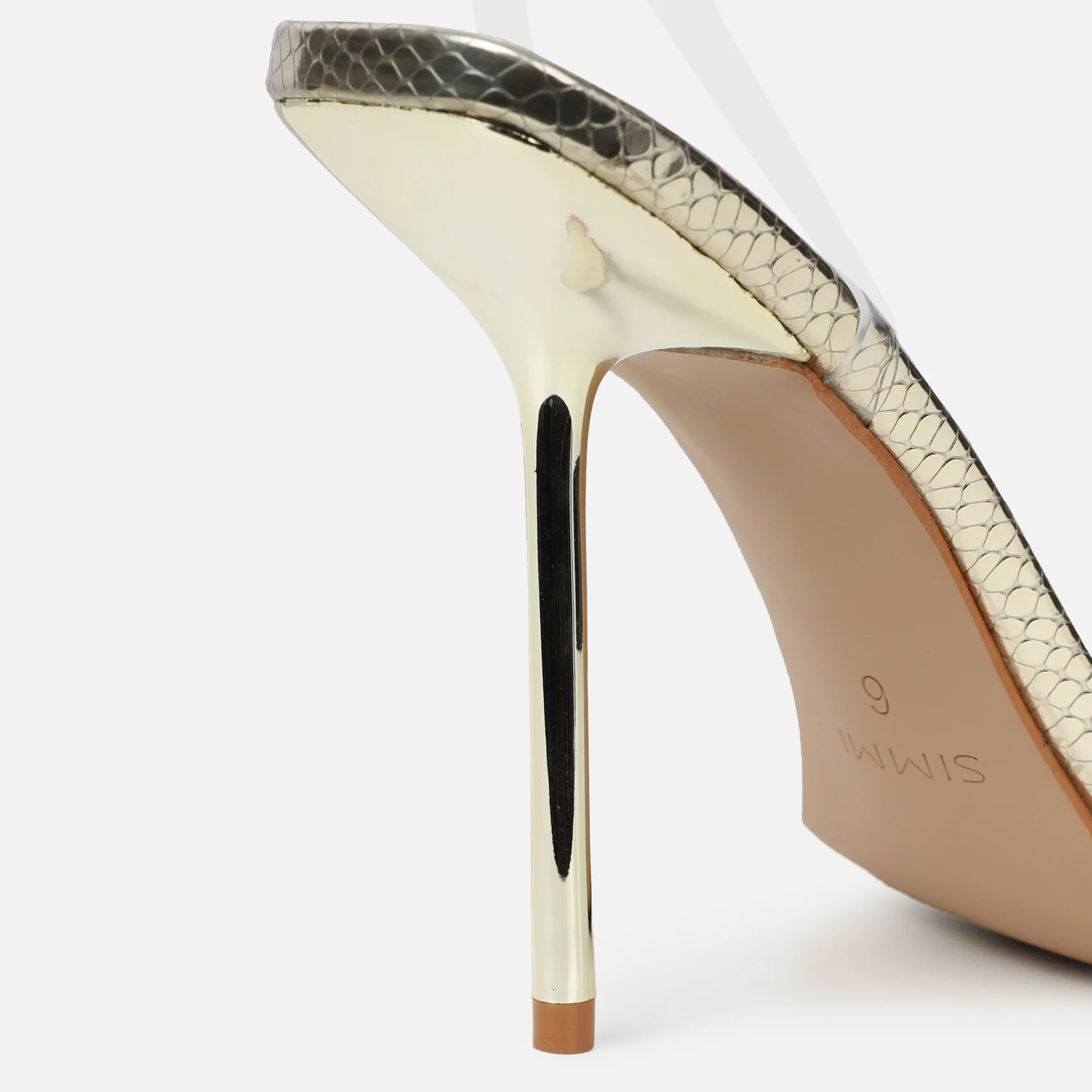 Shelli Gold Snake Effect Shell Trimmed Heeled Sandals - Image 3