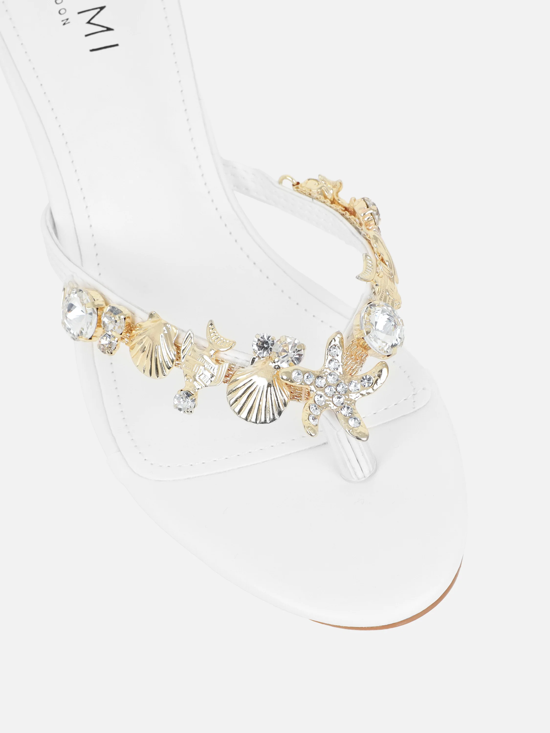Silla White Shell Detail Toe Post Heeled Sandals Wide Fit - Image 4