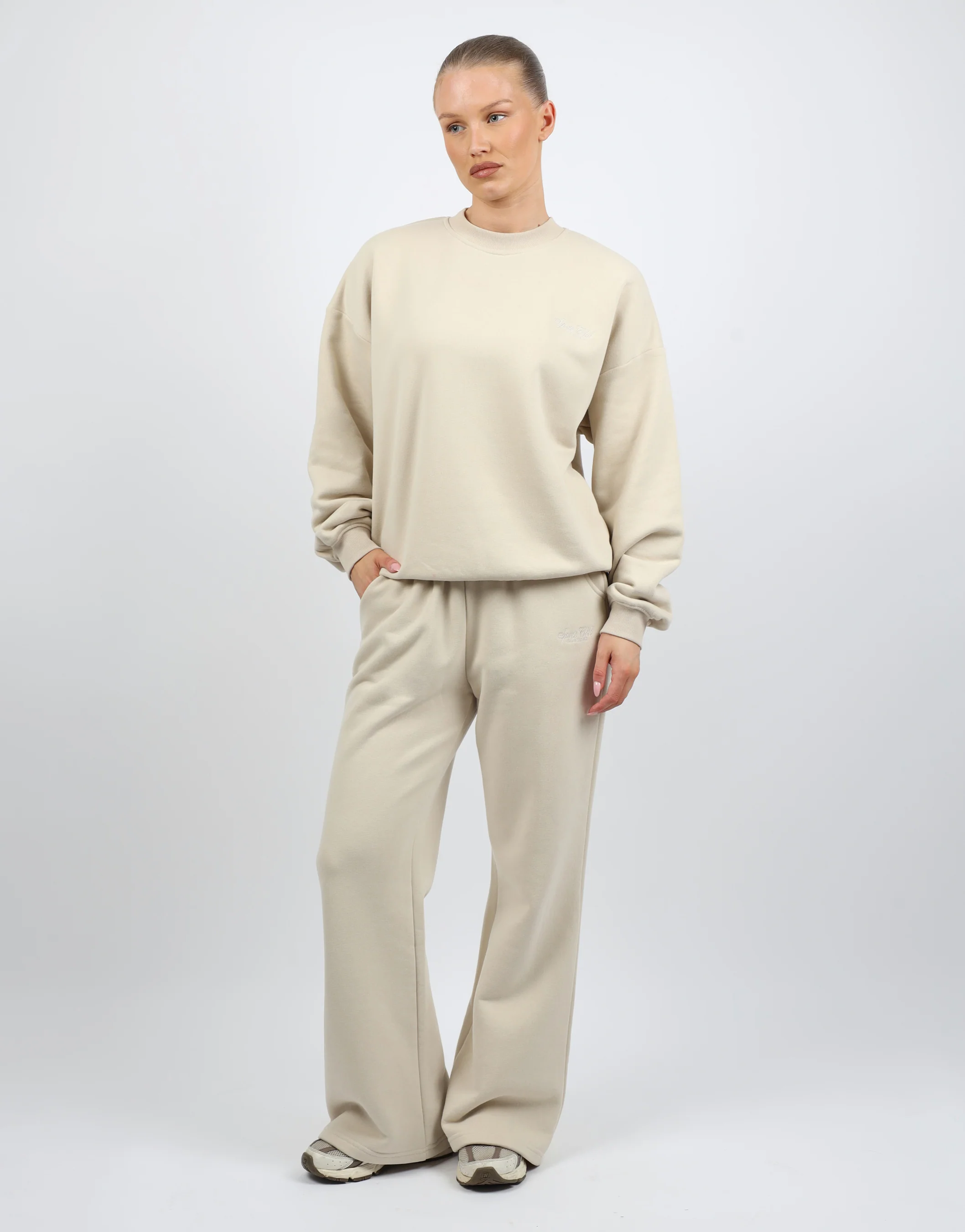 Sola Simmi Studios Embroidered Logo Joggers In Beige - Image 2