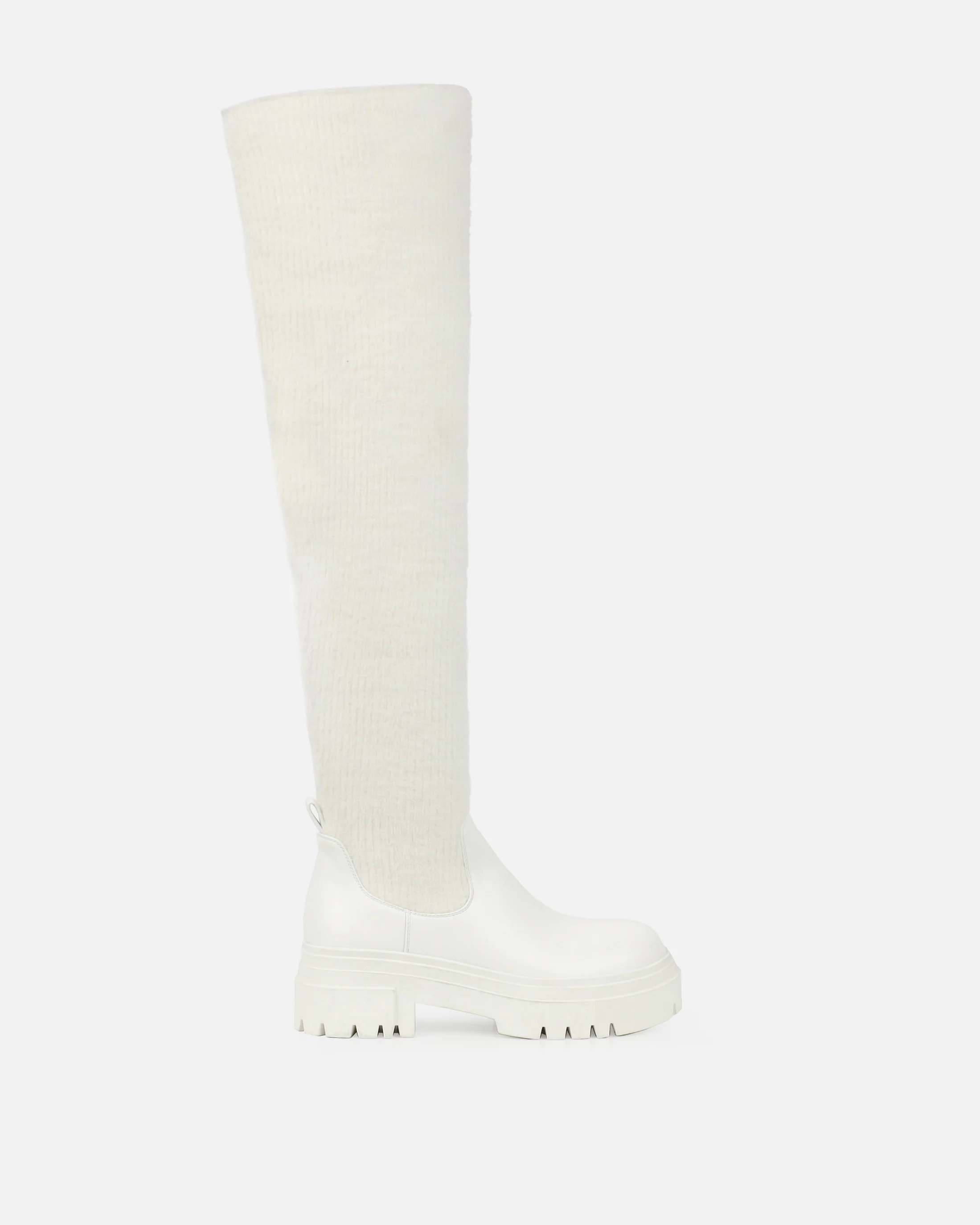 Stallone Cream Over The Knee Fluffy Sock Boots - Image 2