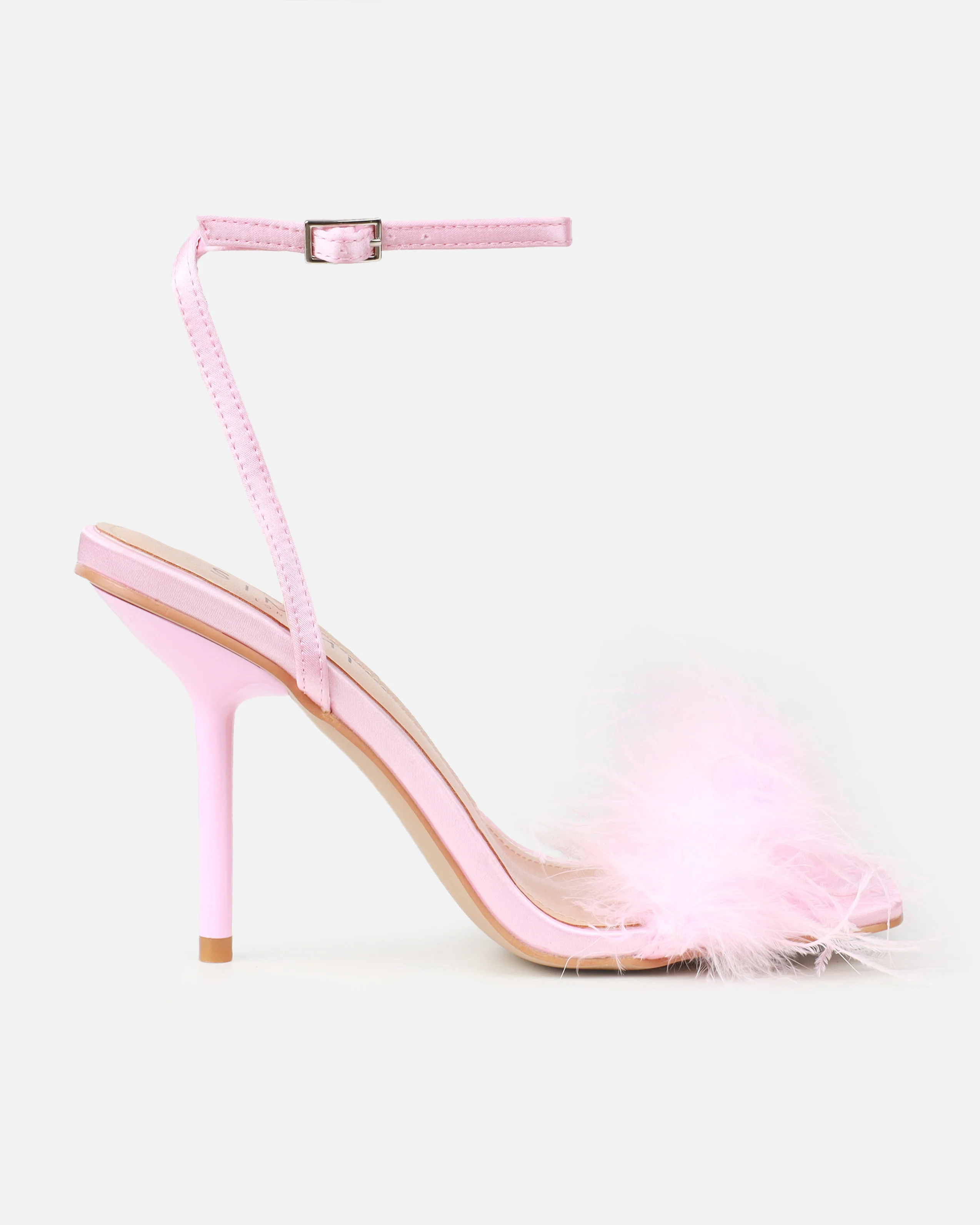Sweets Baby Pink Satin Fluffy Heels - Image 2