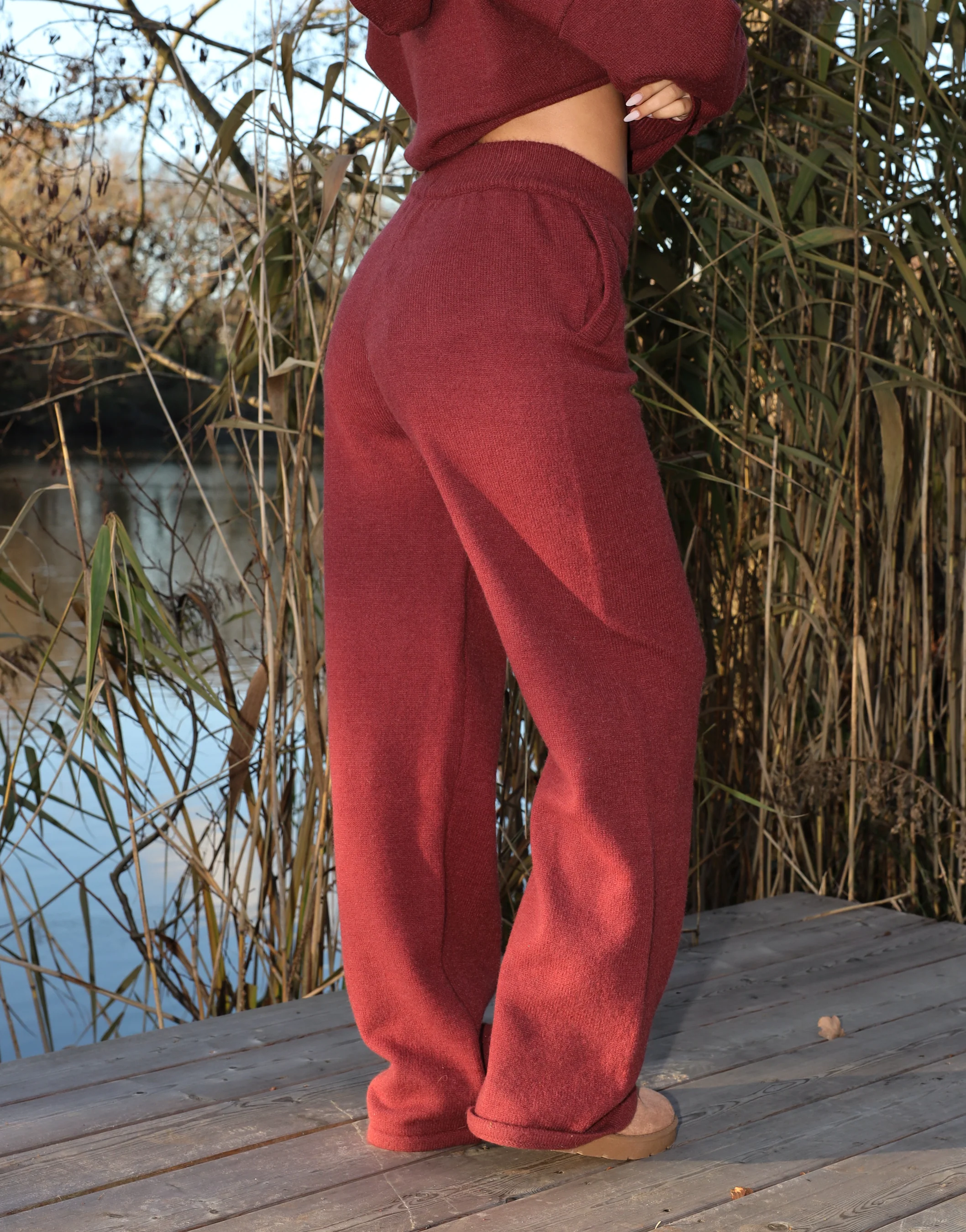 Sydney Simmi Studios Knitted Trousers In Burgundy - Image 4