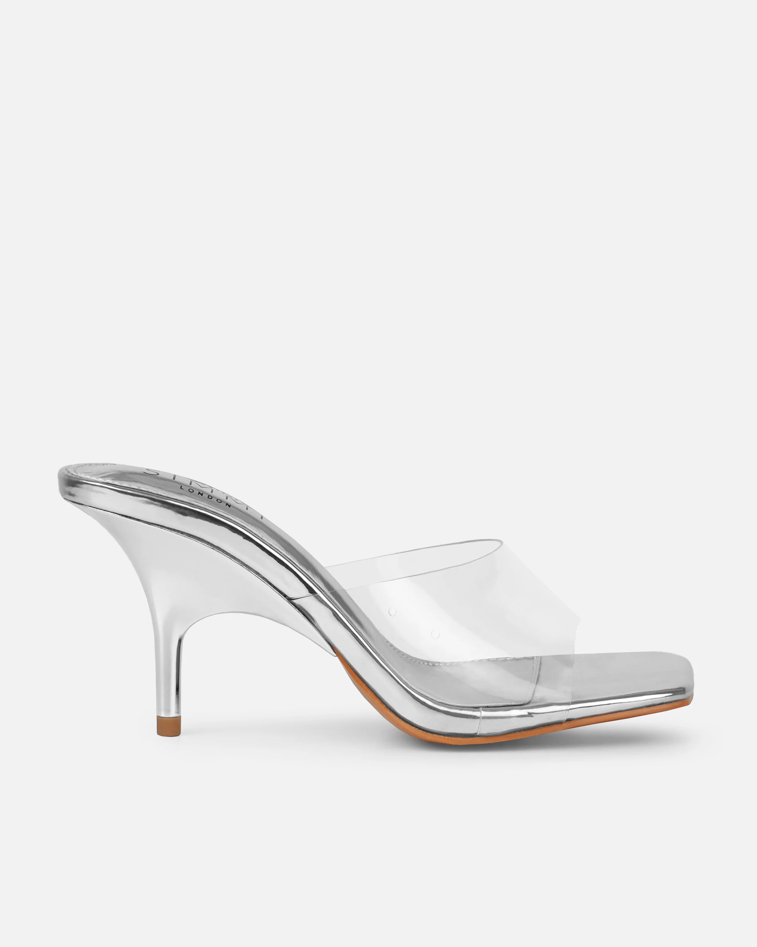 Tammie Silver Clear Mid Heel Mules - Image 2