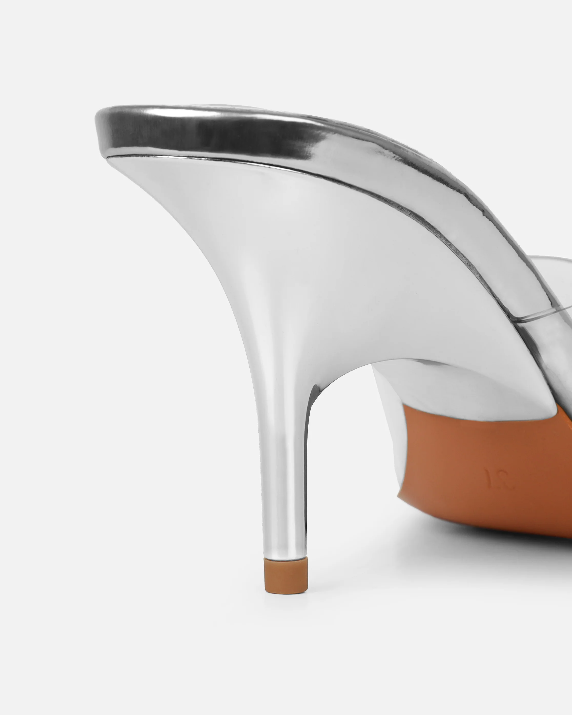 Tammie Silver Clear Mid Heel Mules - Image 3