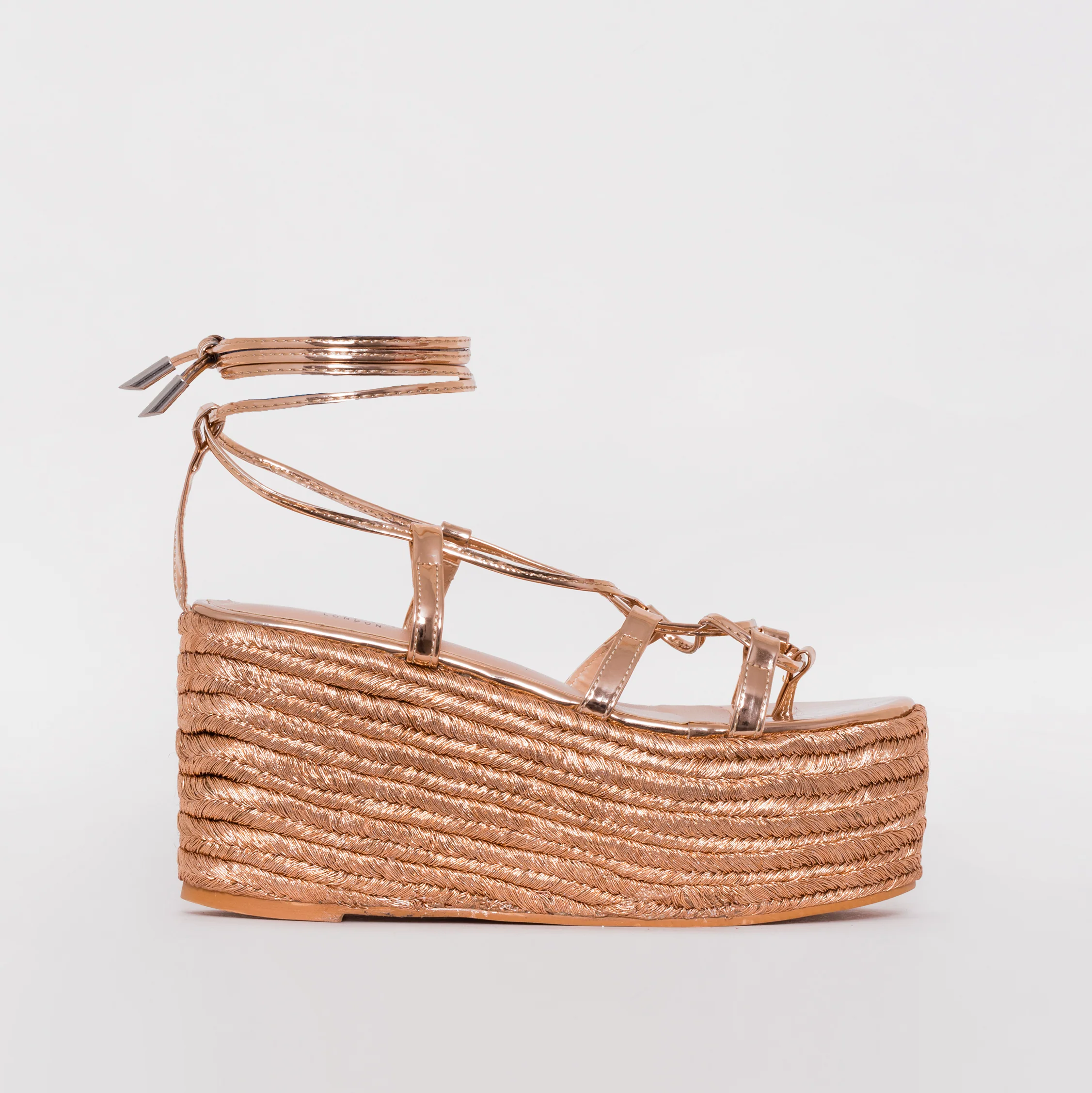 Terisa Rose Gold Mirror Espadrille Flatforms - Image 2