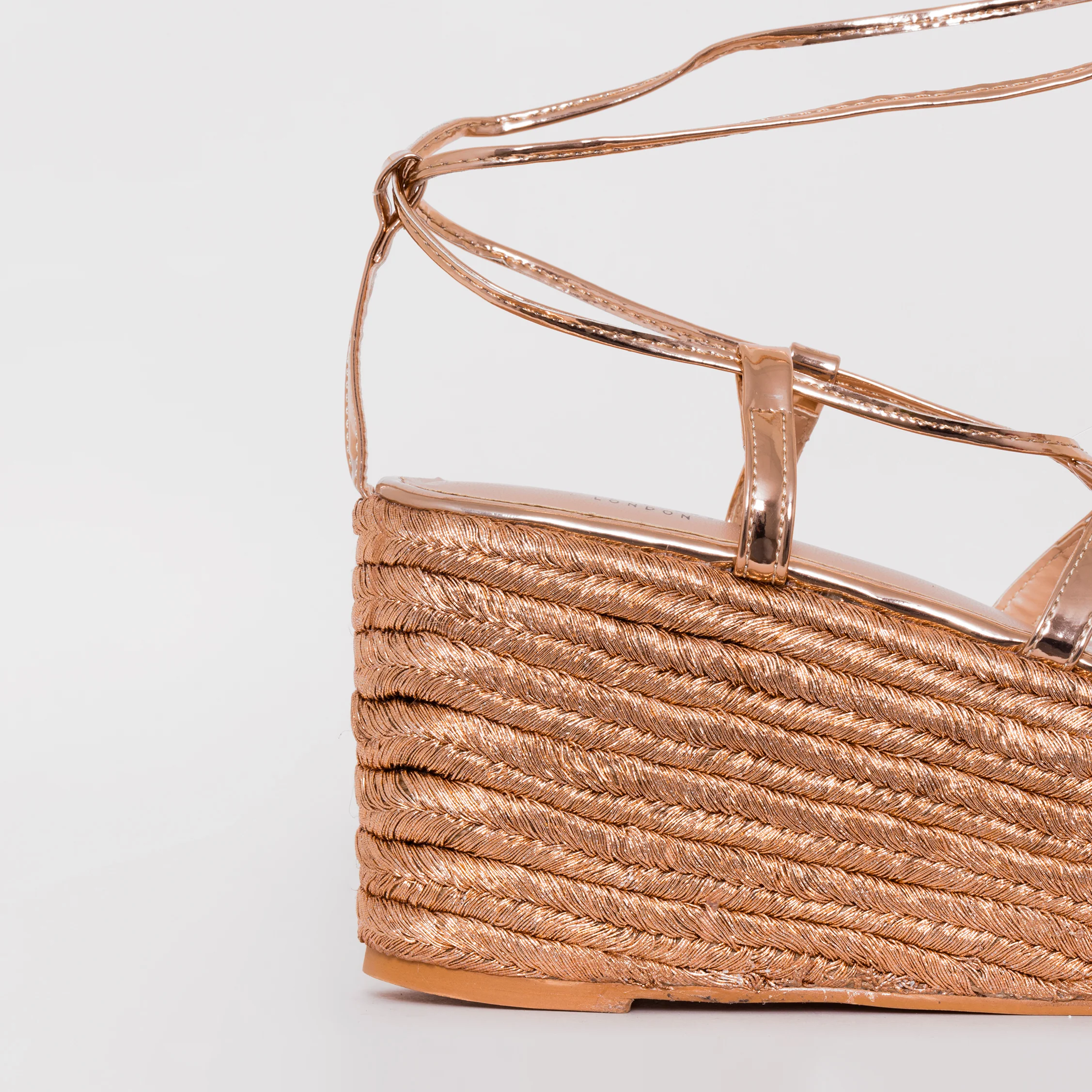 Terisa Rose Gold Mirror Espadrille Flatforms - Image 4