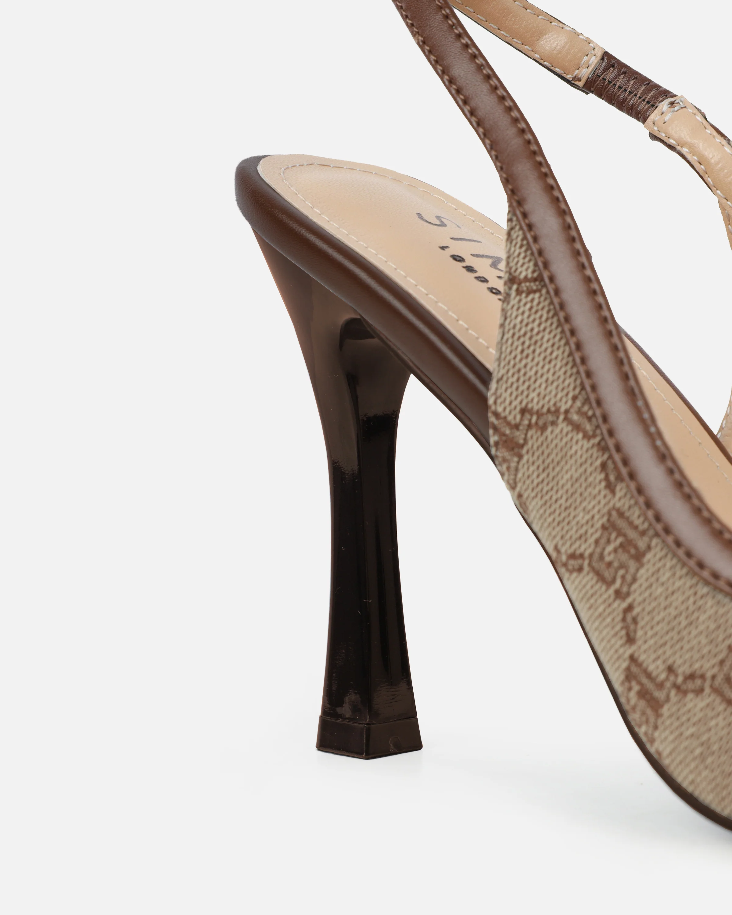 Tessah Brown Monogram Sling Back Court Shoes - Image 3