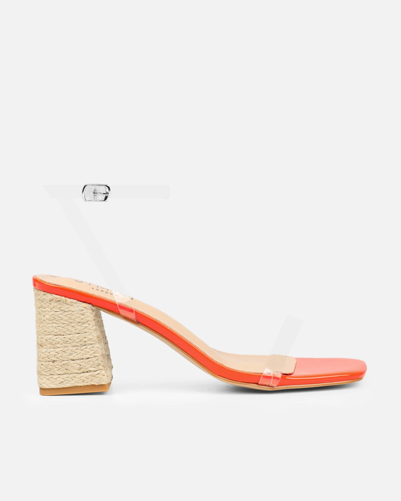Thames Clear Orange Patent Espadrille Block Heeled Sandals - Image 2