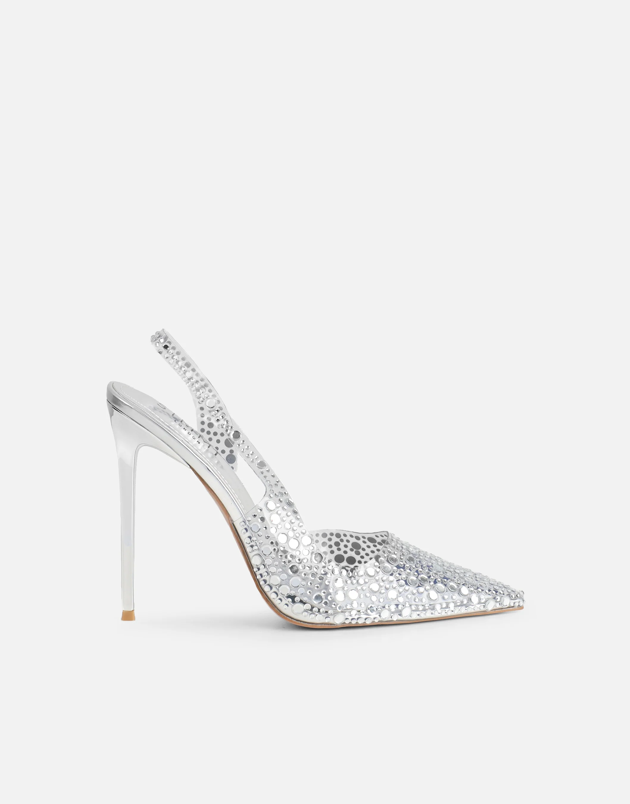Tia Clear Silver Embellished Slingback Courts - Image 2