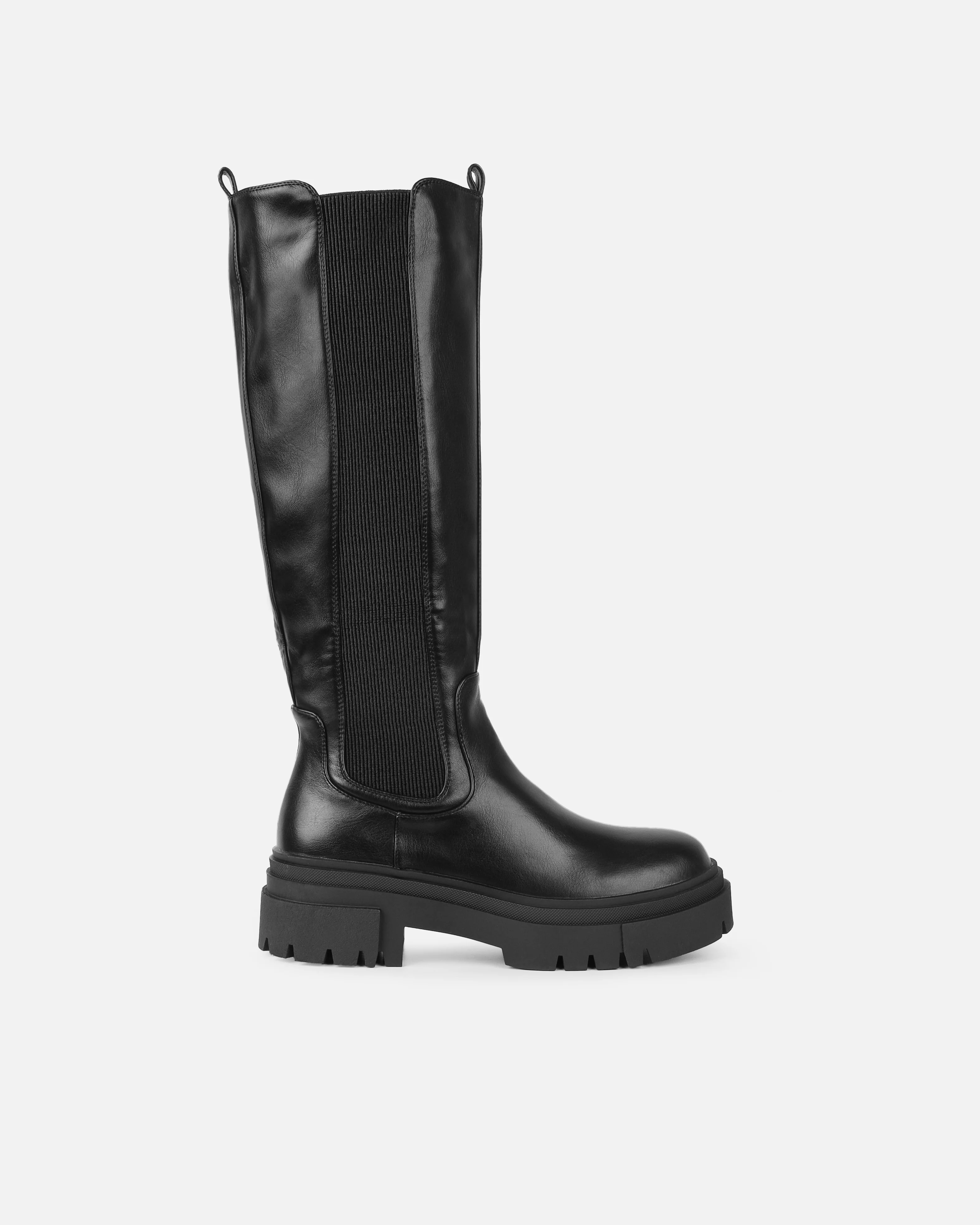 Tommo Black Flat Chunky Knee High Boots - Image 2