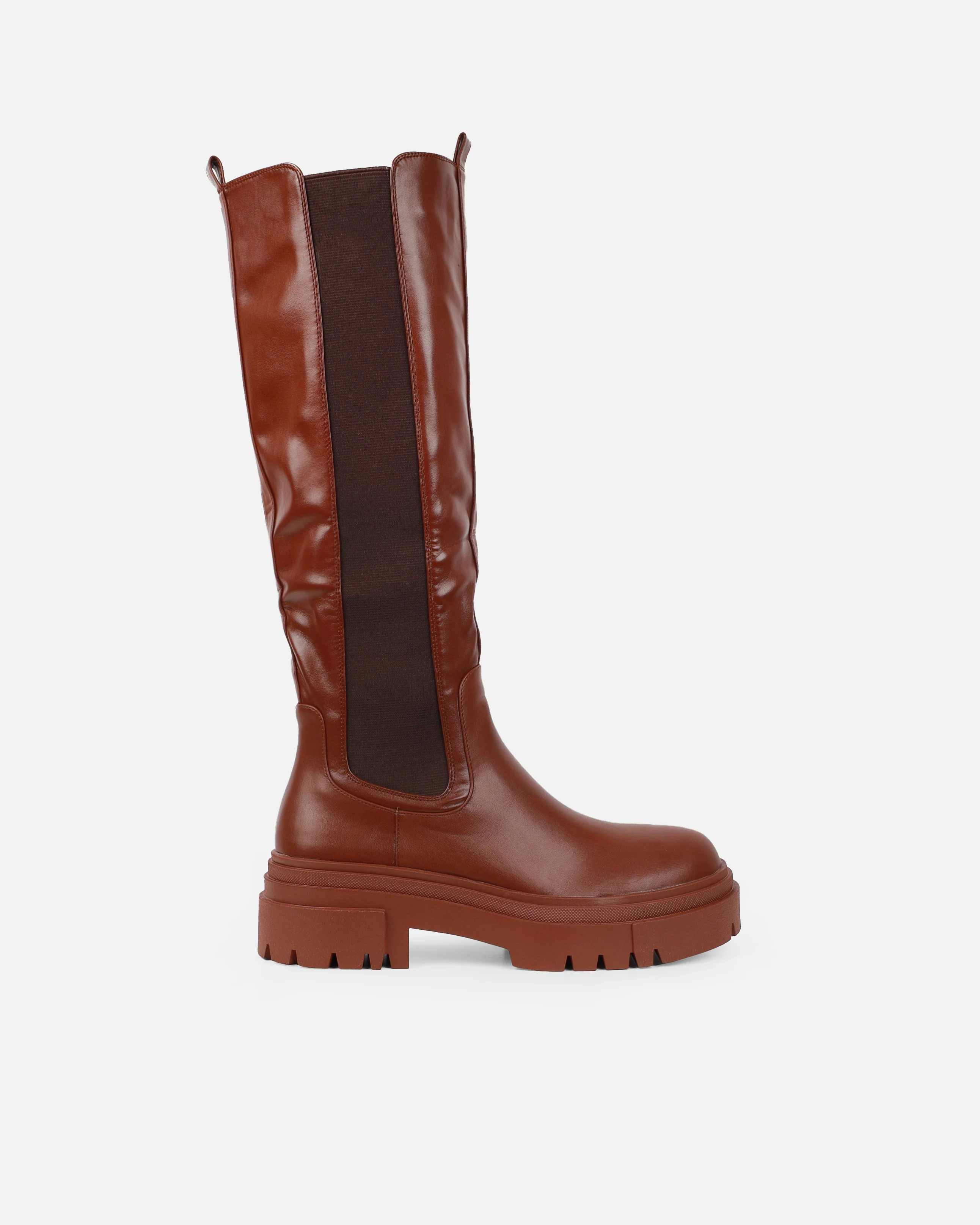Tommo Tan Flat Chunky Knee High Boots - Image 2